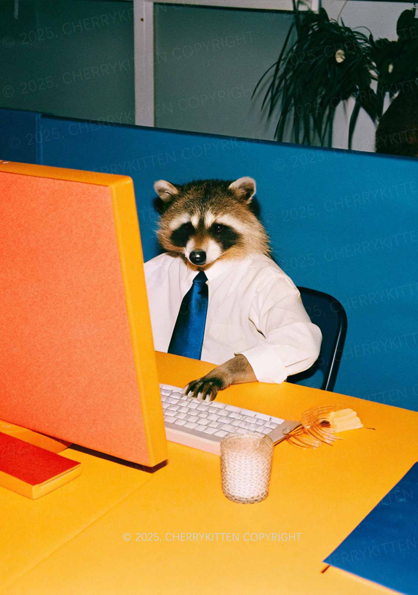 Office Raccoon Y2K Mesh Crop Top Cherrykitten - Image 2