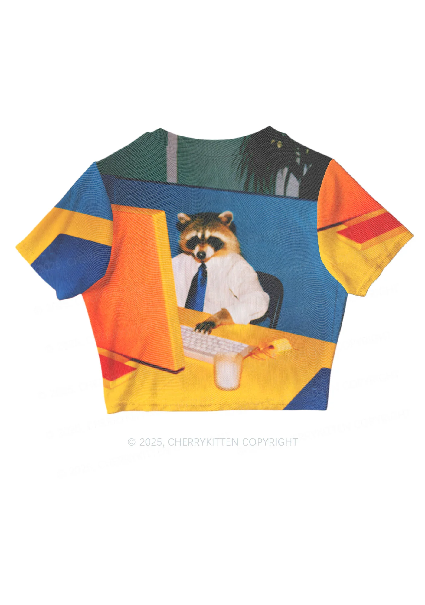 Office Raccoon Y2K Mesh Crop Top Cherrykitten - Image 3