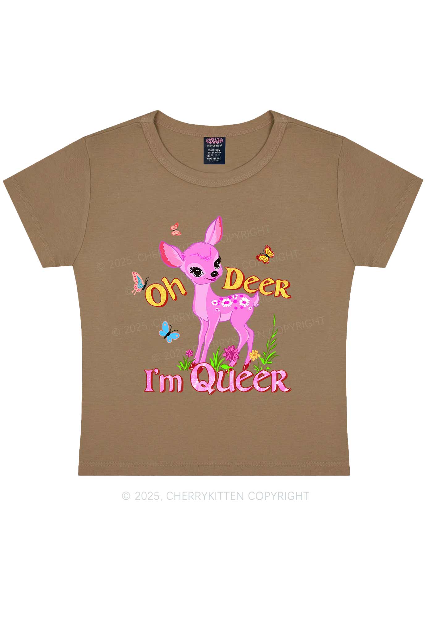 Oh Deer Im Queer Pride Y2K Baby Tee Cherrykitten - Image 10