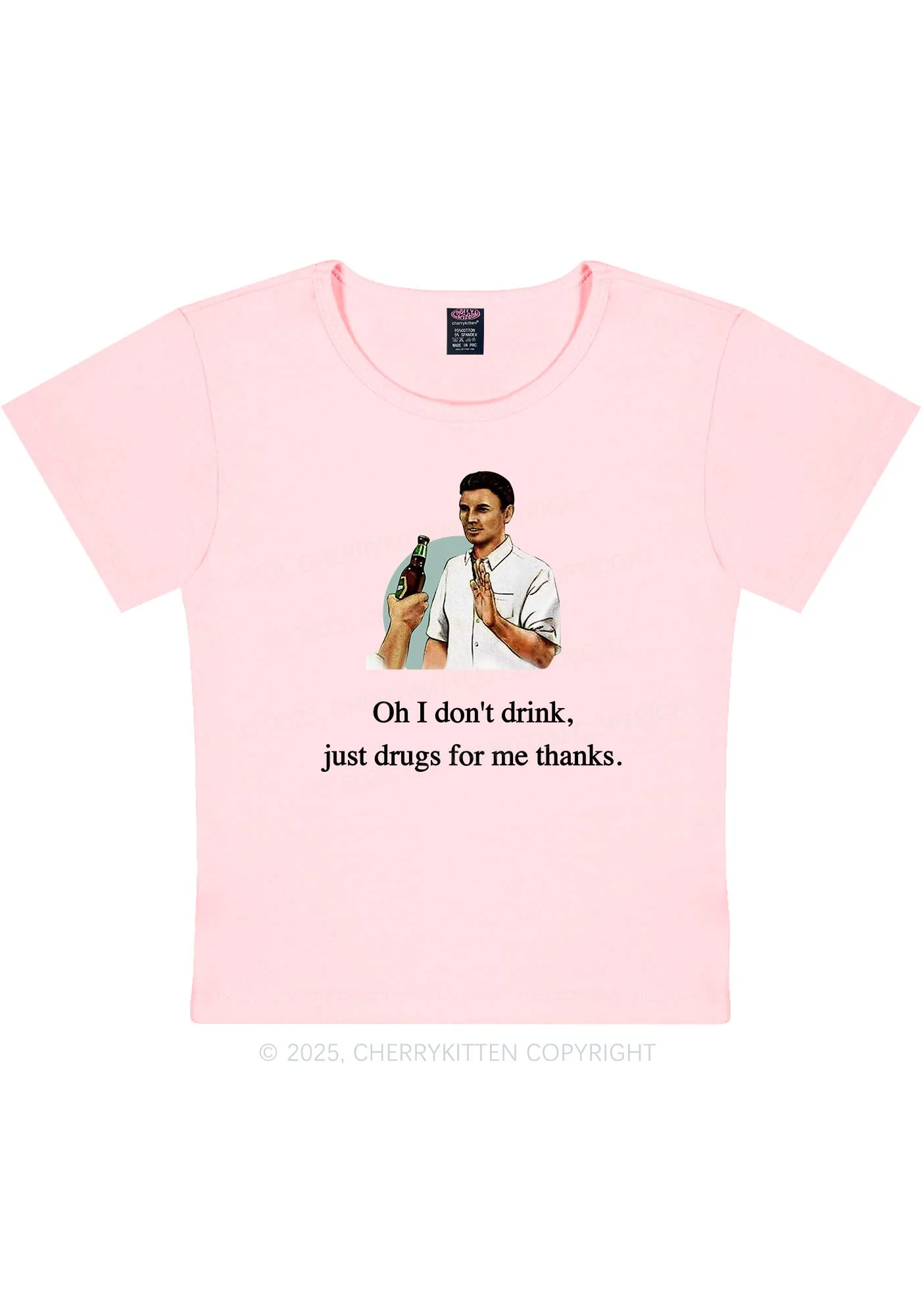 Oh I Don't Drink Y2K Baby Tee - Image 10