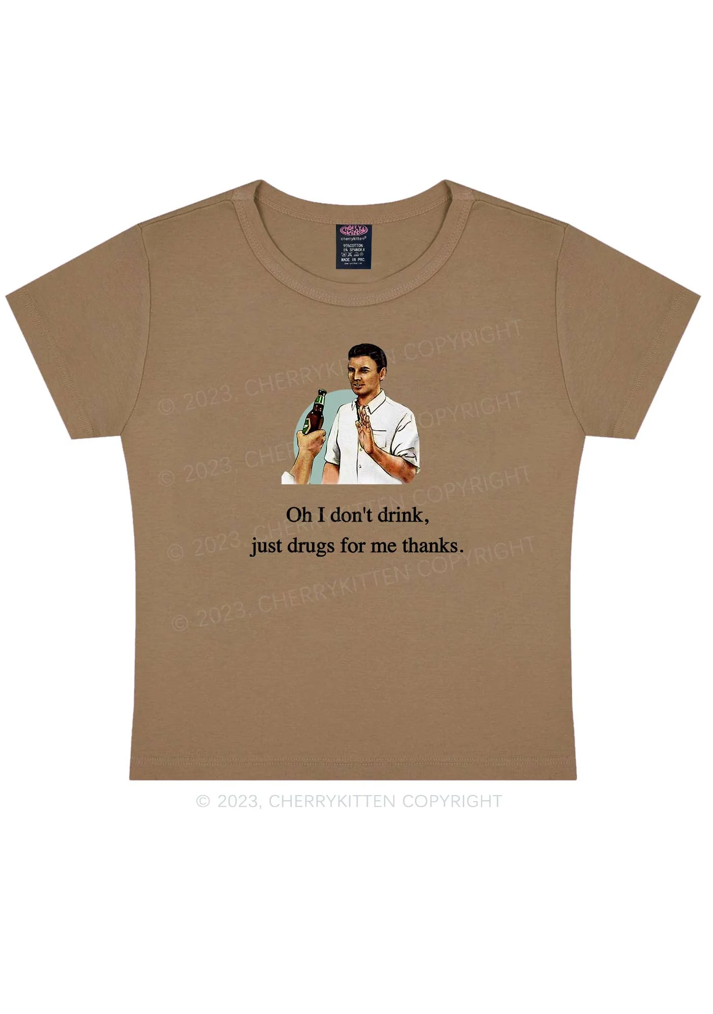 Oh I Don't Drink Y2K Baby Tee - Image 12