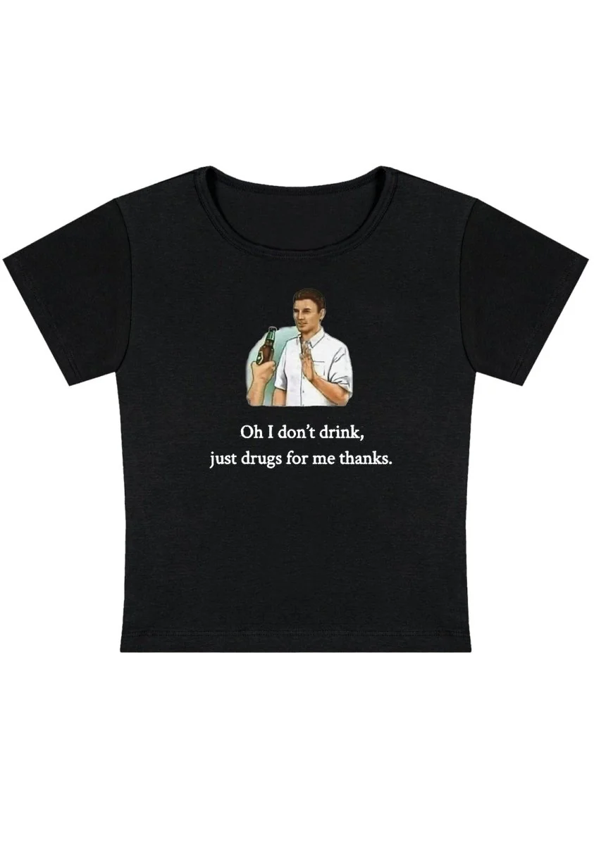 Oh I Don't Drink Y2K Baby Tee - Image 3