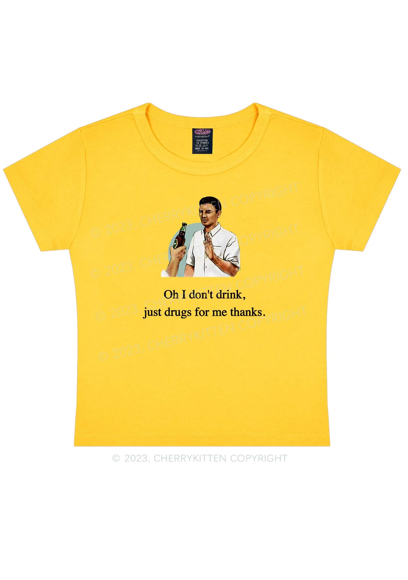 Oh I Don't Drink Y2K Baby Tee - Image 4
