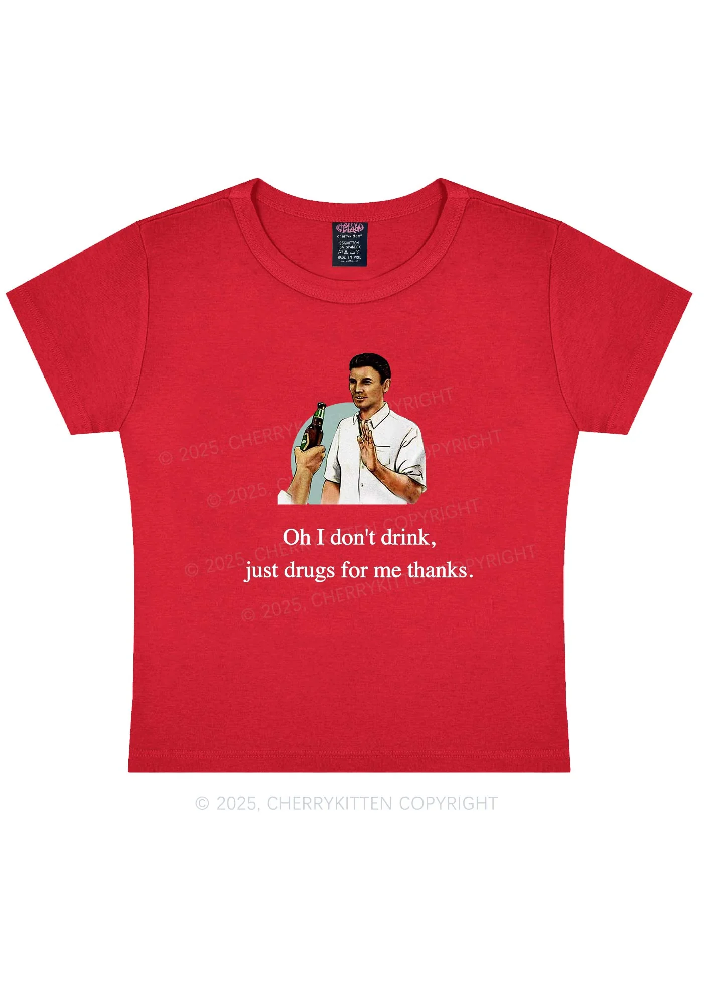 Oh I Don't Drink Y2K Baby Tee - Image 5