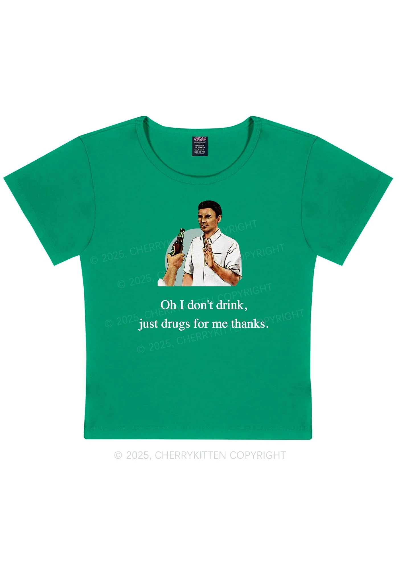 Oh I Don't Drink Y2K Baby Tee - Image 6