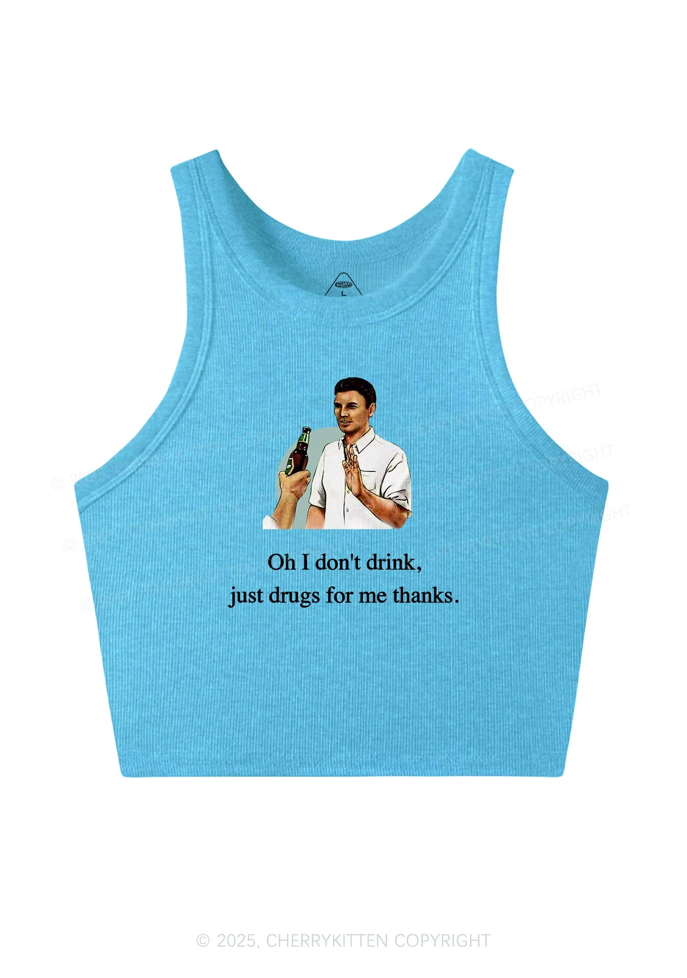 Oh I Dont Drink Y2K Crop Tank Top Cherrykitten - Image 3