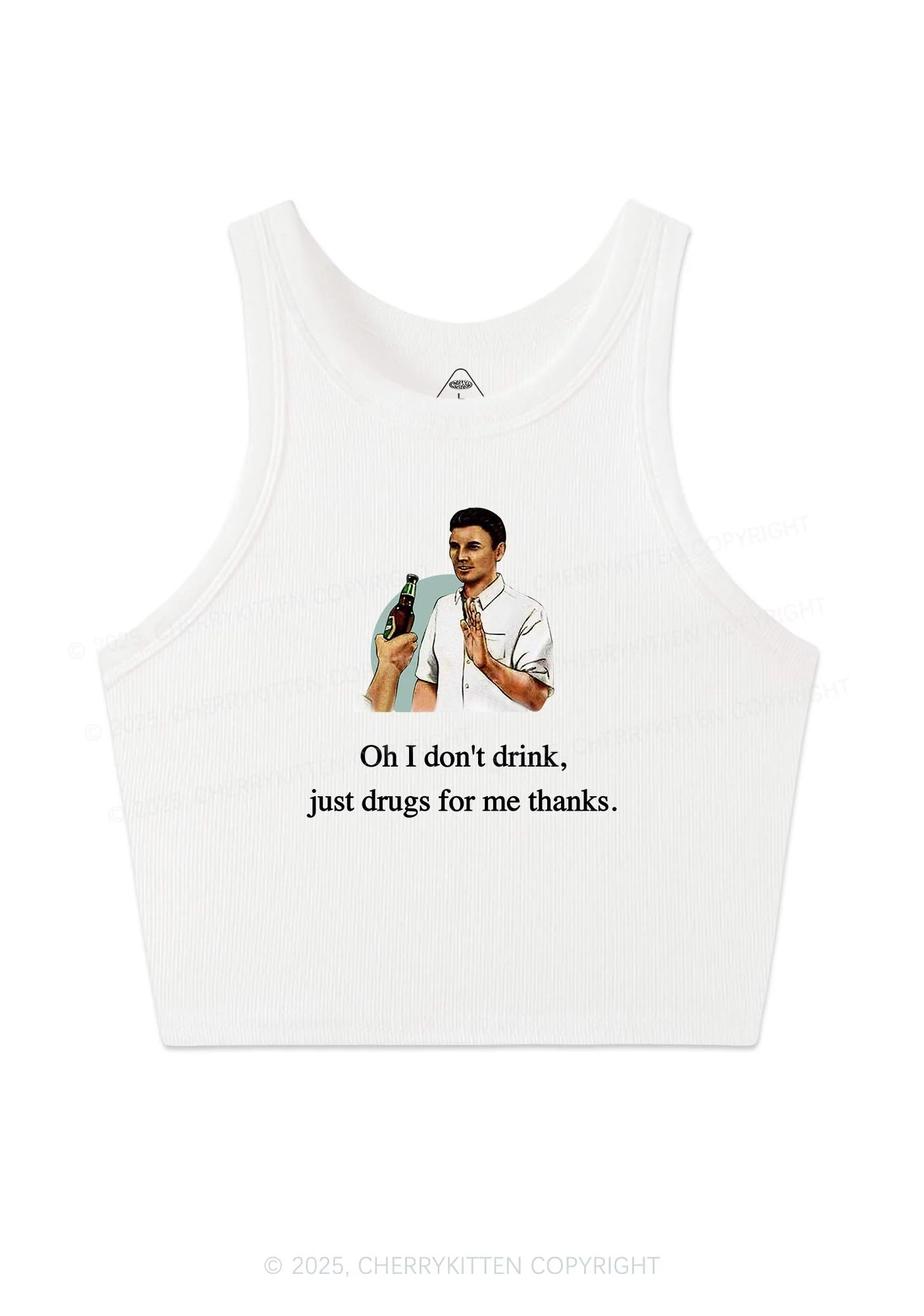 Oh I Dont Drink Y2K Crop Tank Top Cherrykitten - Image 4