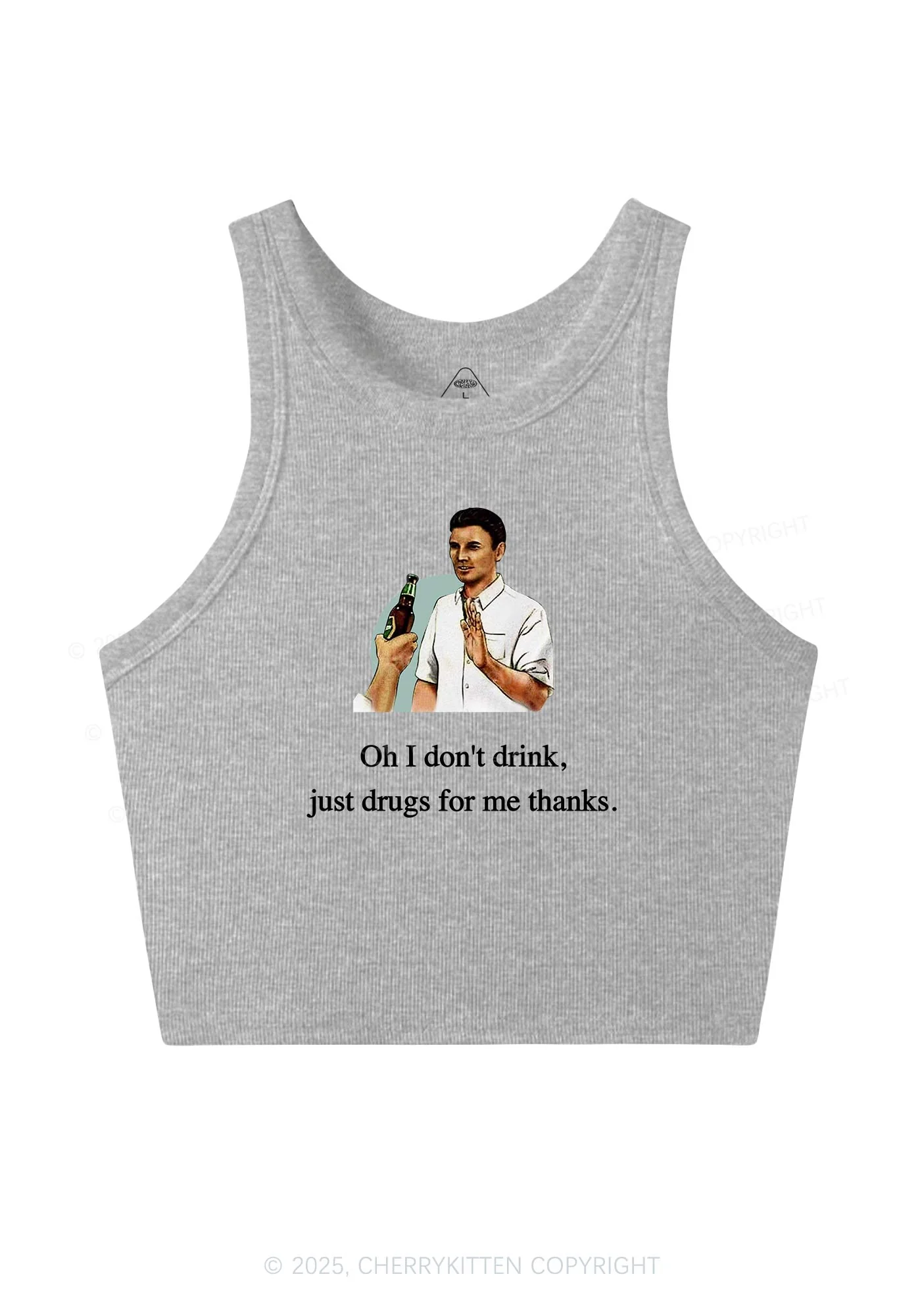 Oh I Dont Drink Y2K Crop Tank Top Cherrykitten - Image 5