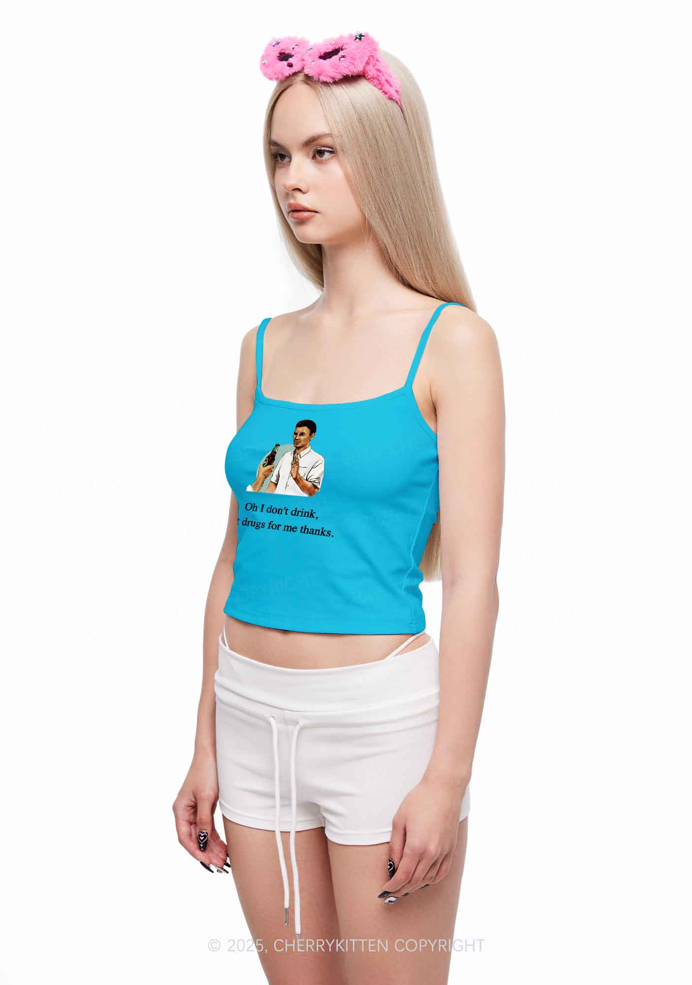 Oh I Don't Drink Y2K Spaghetti Strap Cami Cherrykitten - Image 2