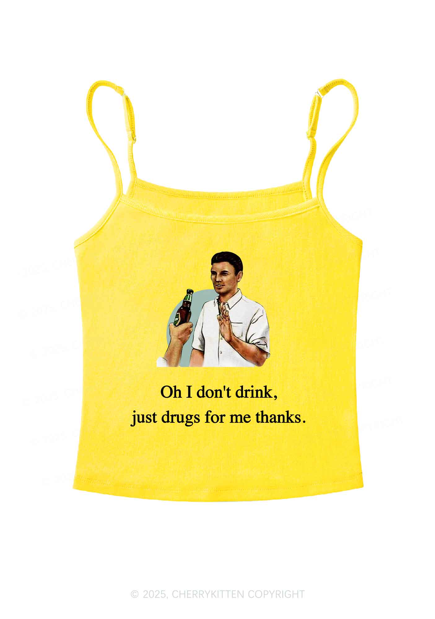 Oh I Don't Drink Y2K Spaghetti Strap Cami Cherrykitten - Image 4