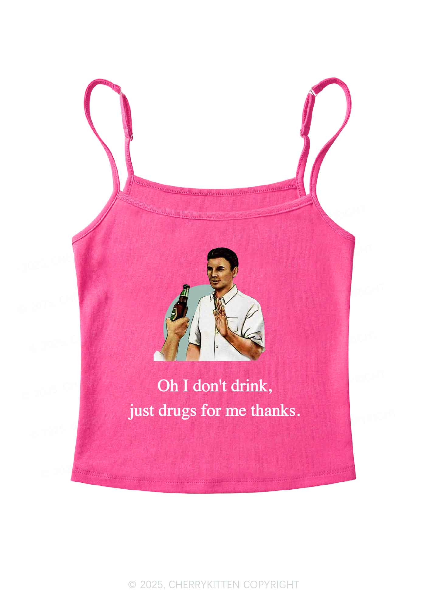 Oh I Don't Drink Y2K Spaghetti Strap Cami Cherrykitten - Image 7