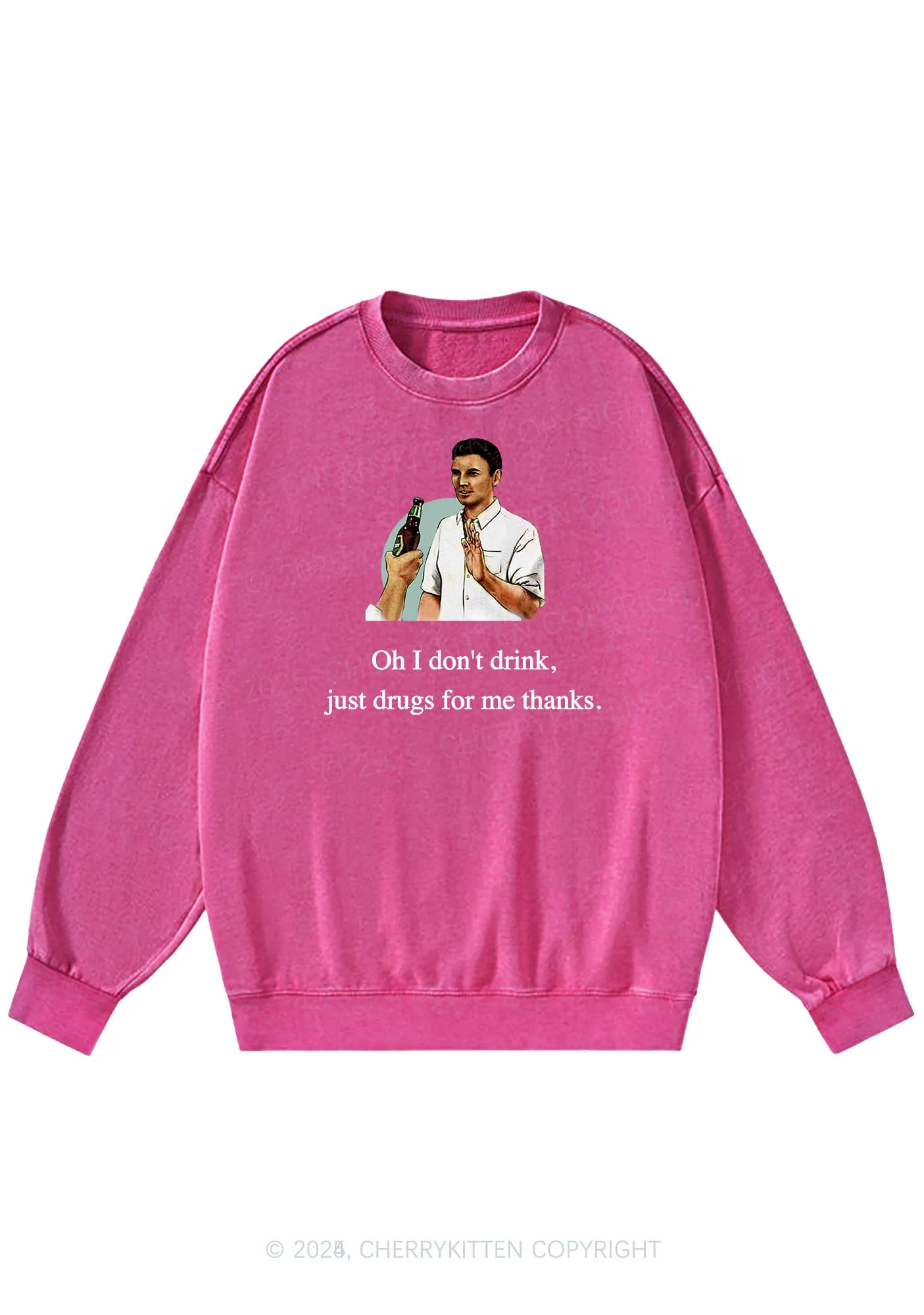 Oh I Dont Drink Y2K Washed Sweatshirts Cherrykitten - Image 4