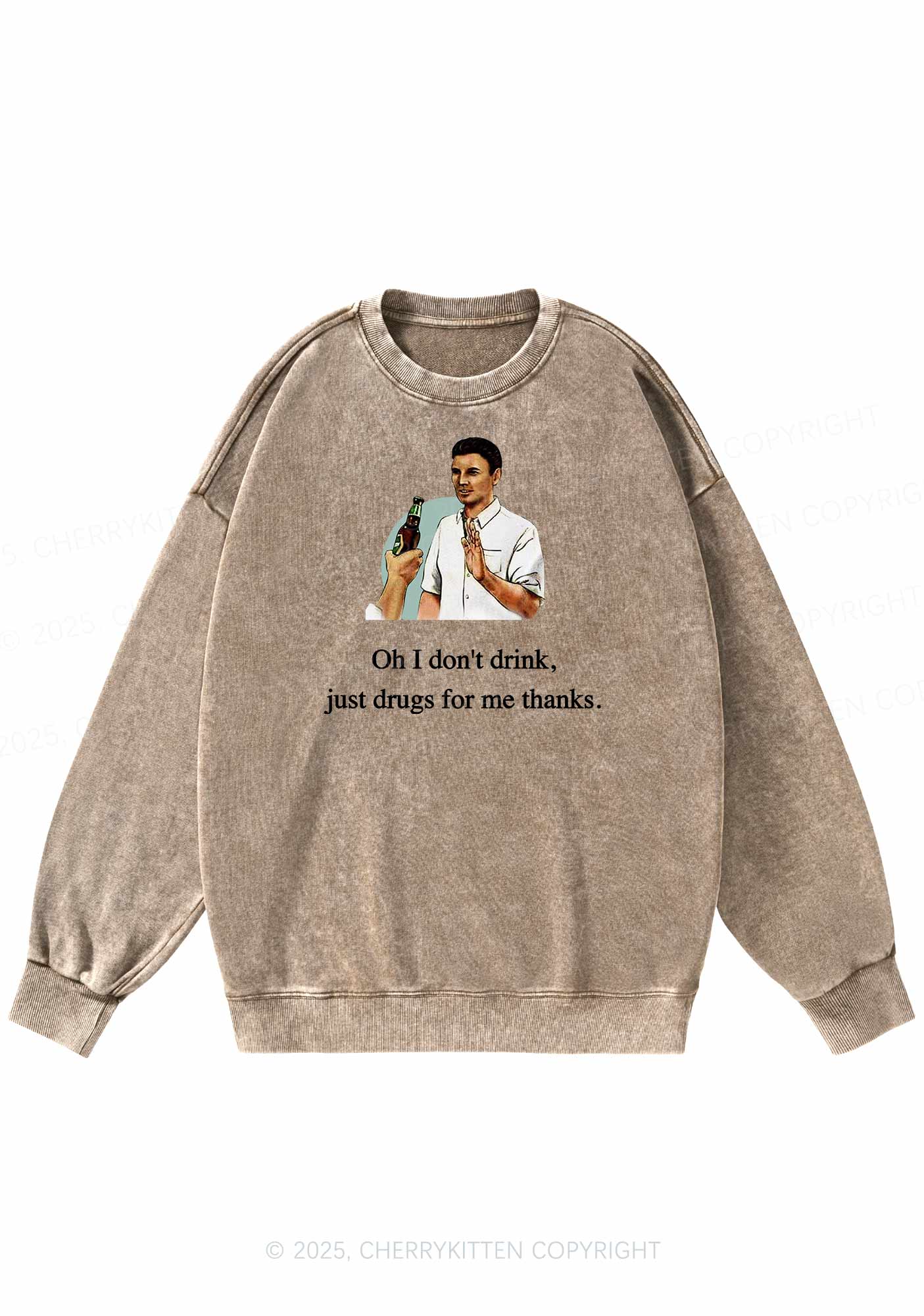 Oh I Dont Drink Y2K Washed Sweatshirts Cherrykitten - Image 5