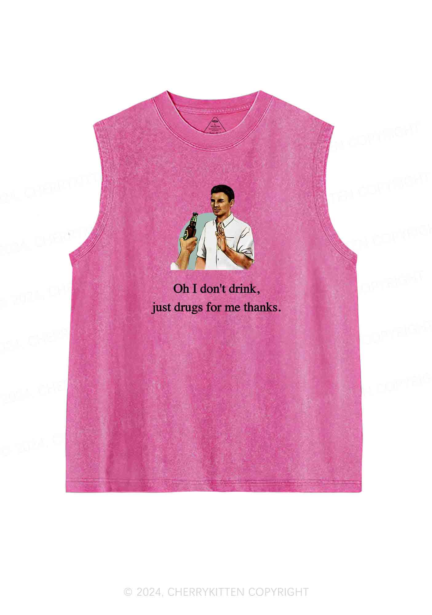 Oh I Don't Drink Y2K Washed Tank Cherrykitten - Image 3