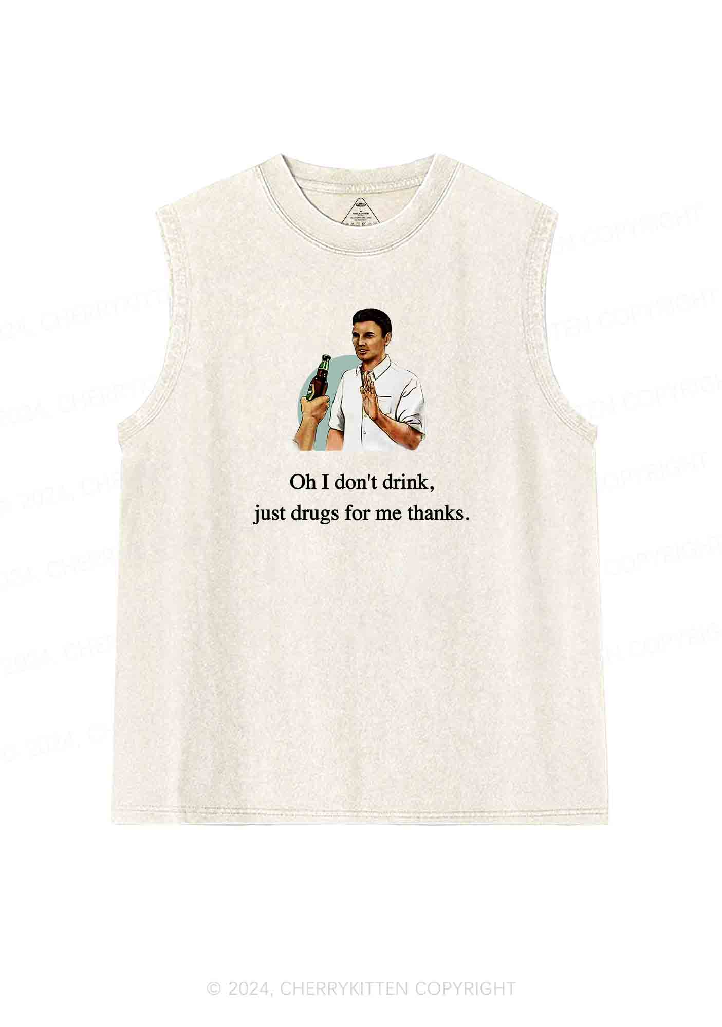 Oh I Don't Drink Y2K Washed Tank Cherrykitten - Image 4