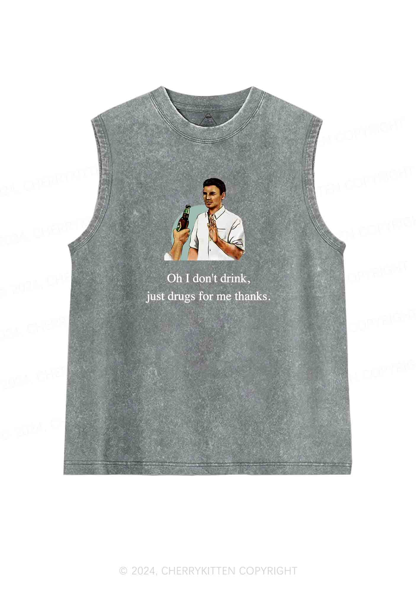 Oh I Don't Drink Y2K Washed Tank Cherrykitten - Image 5