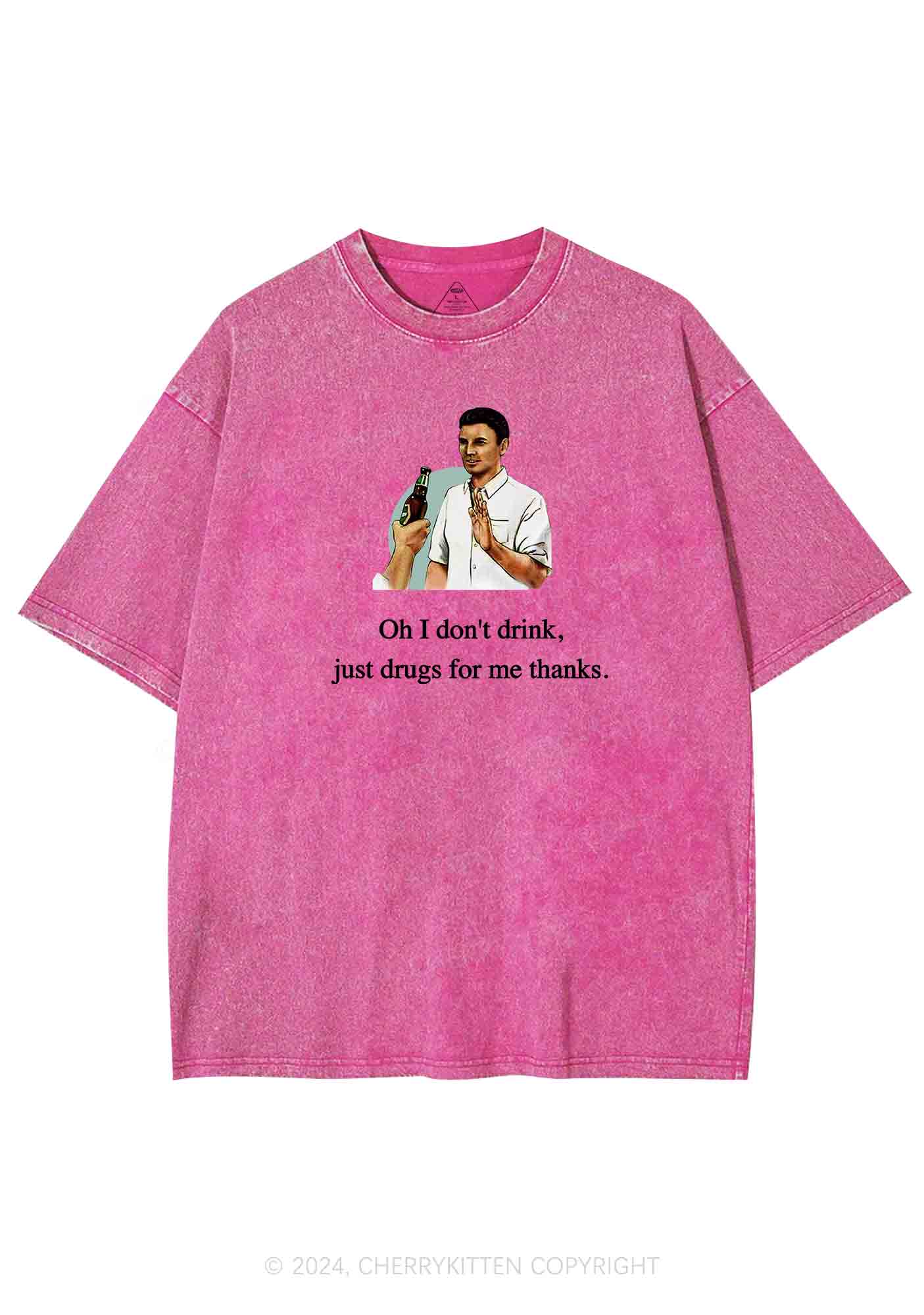 Oh I Don't Drink Y2K Washed Tee Cherrykitten - Image 3