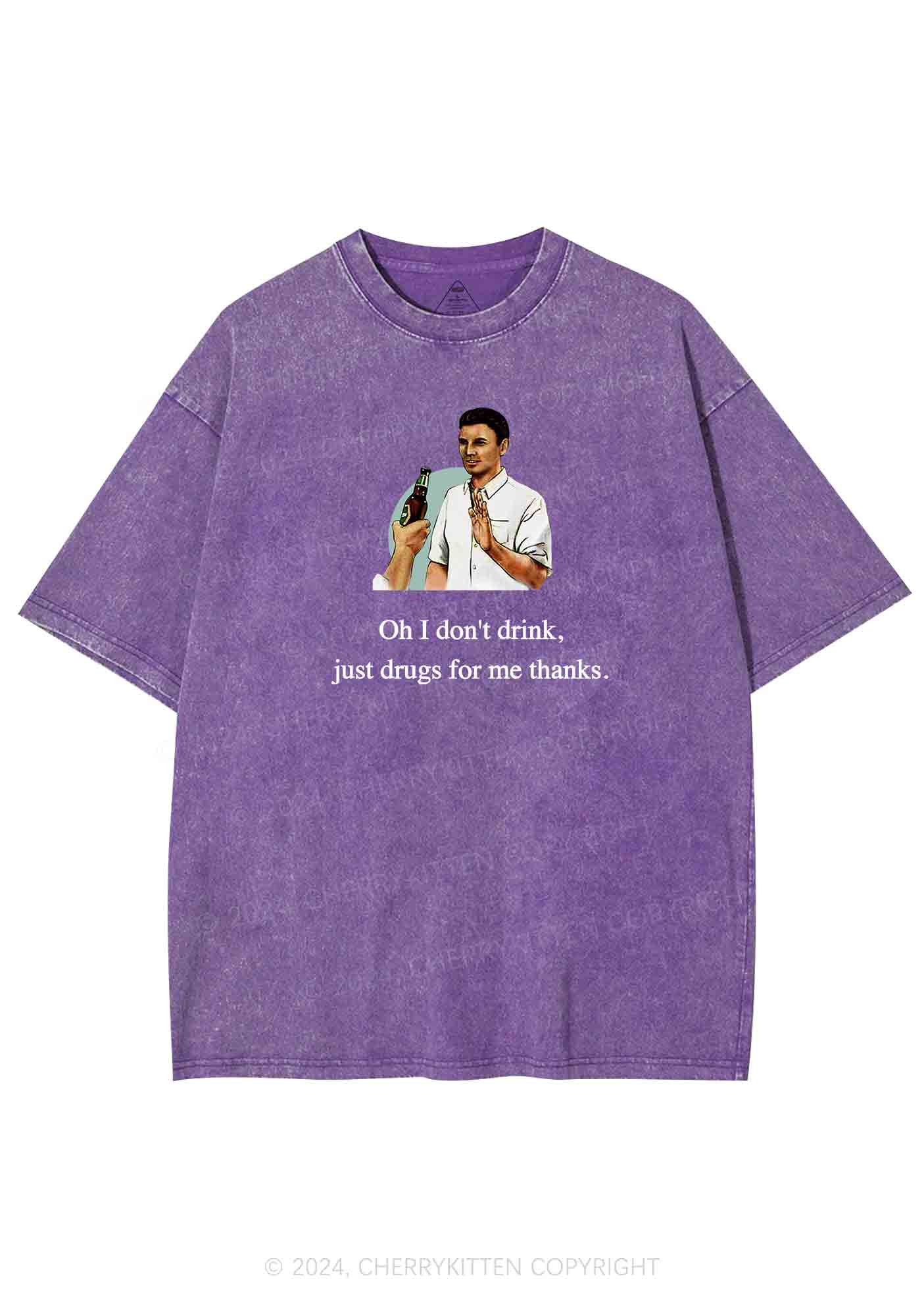 Oh I Don't Drink Y2K Washed Tee Cherrykitten - Image 5