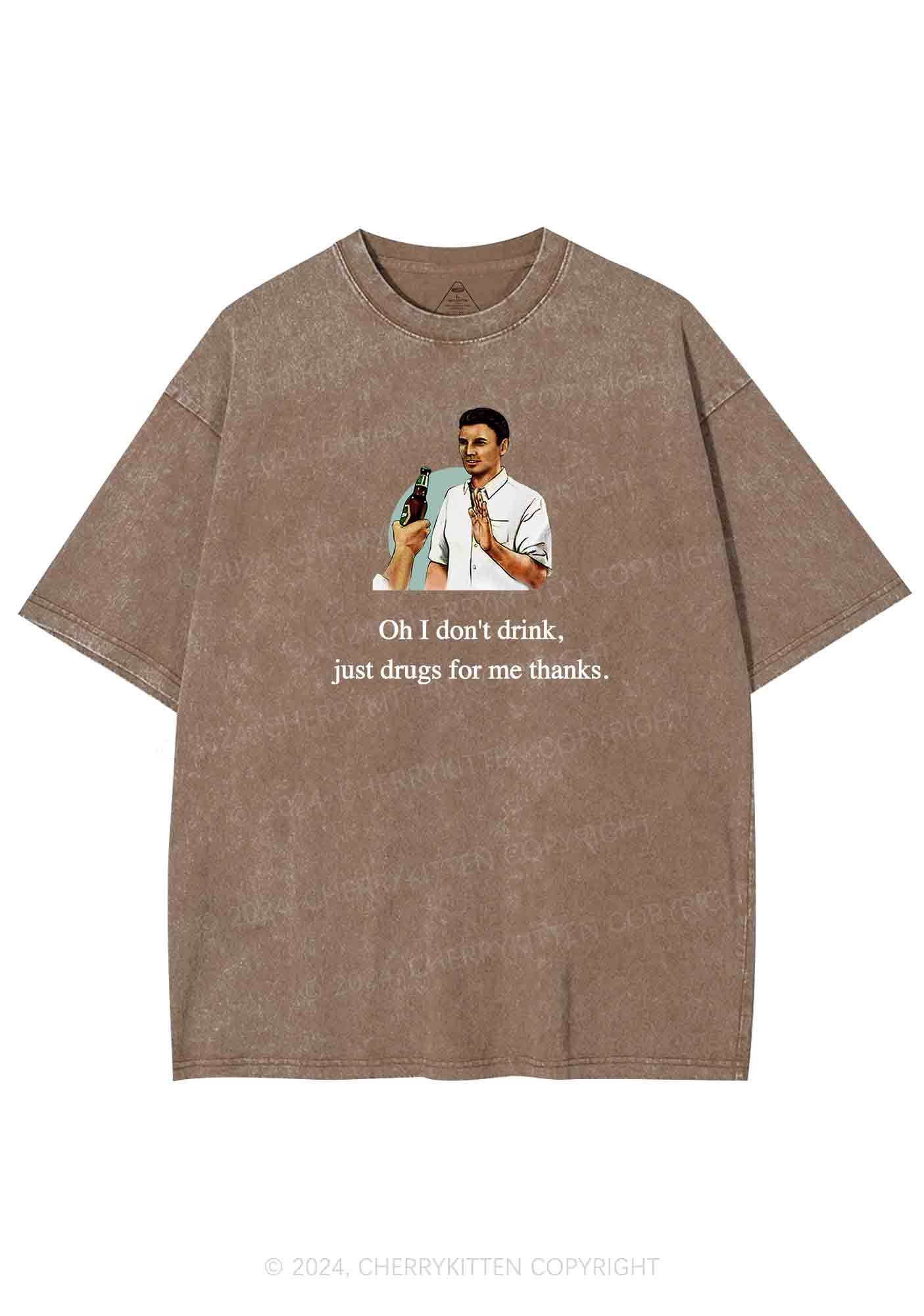 Oh I Don't Drink Y2K Washed Tee Cherrykitten - Image 6