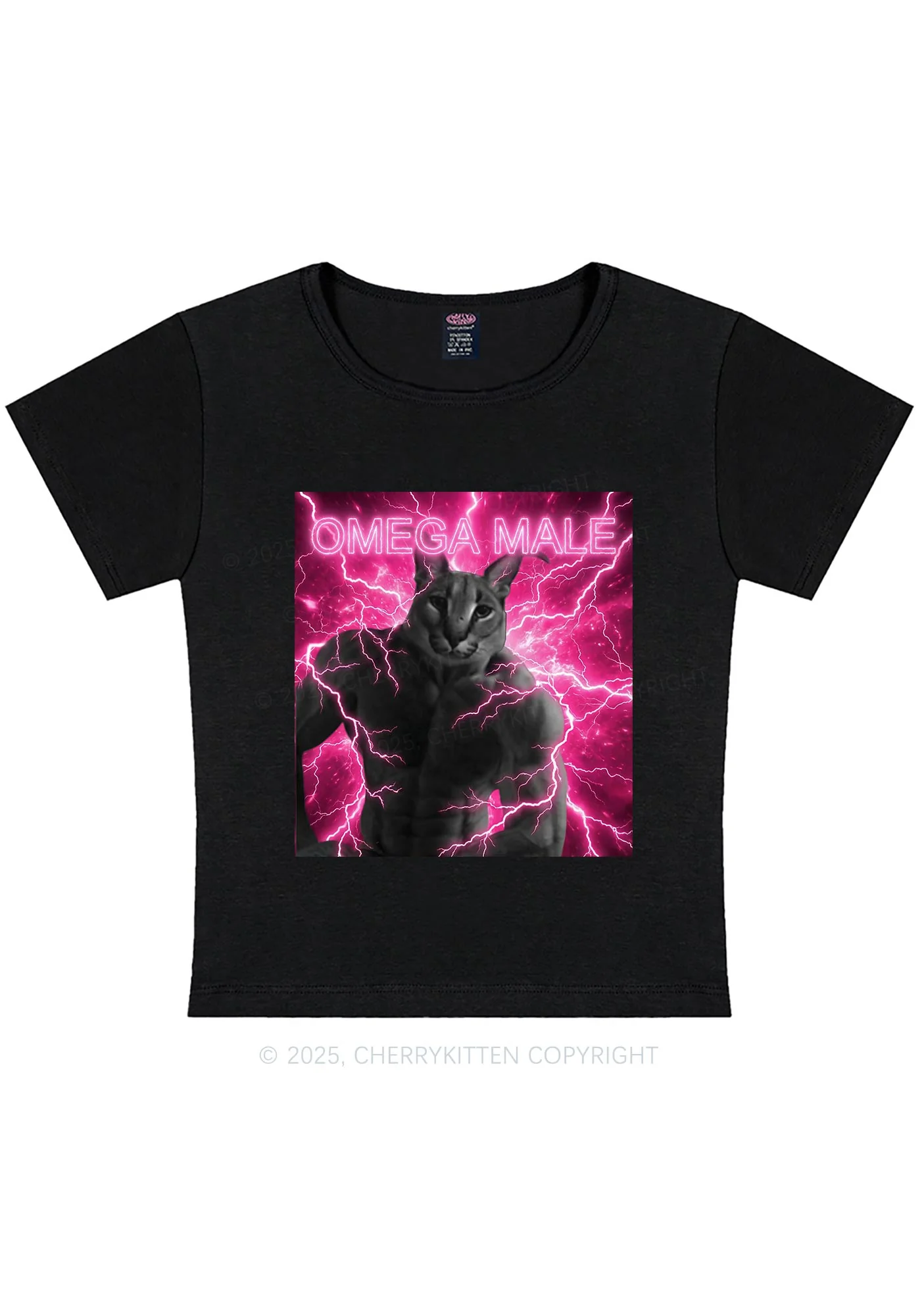 Omega Male Y2K Baby Tee Cherrykitten - Image 3