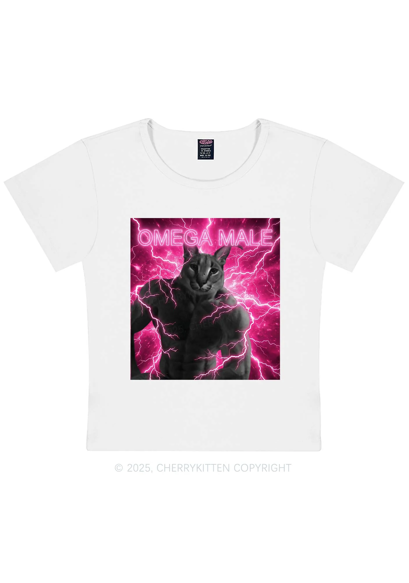 Omega Male Y2K Baby Tee Cherrykitten - Image 4