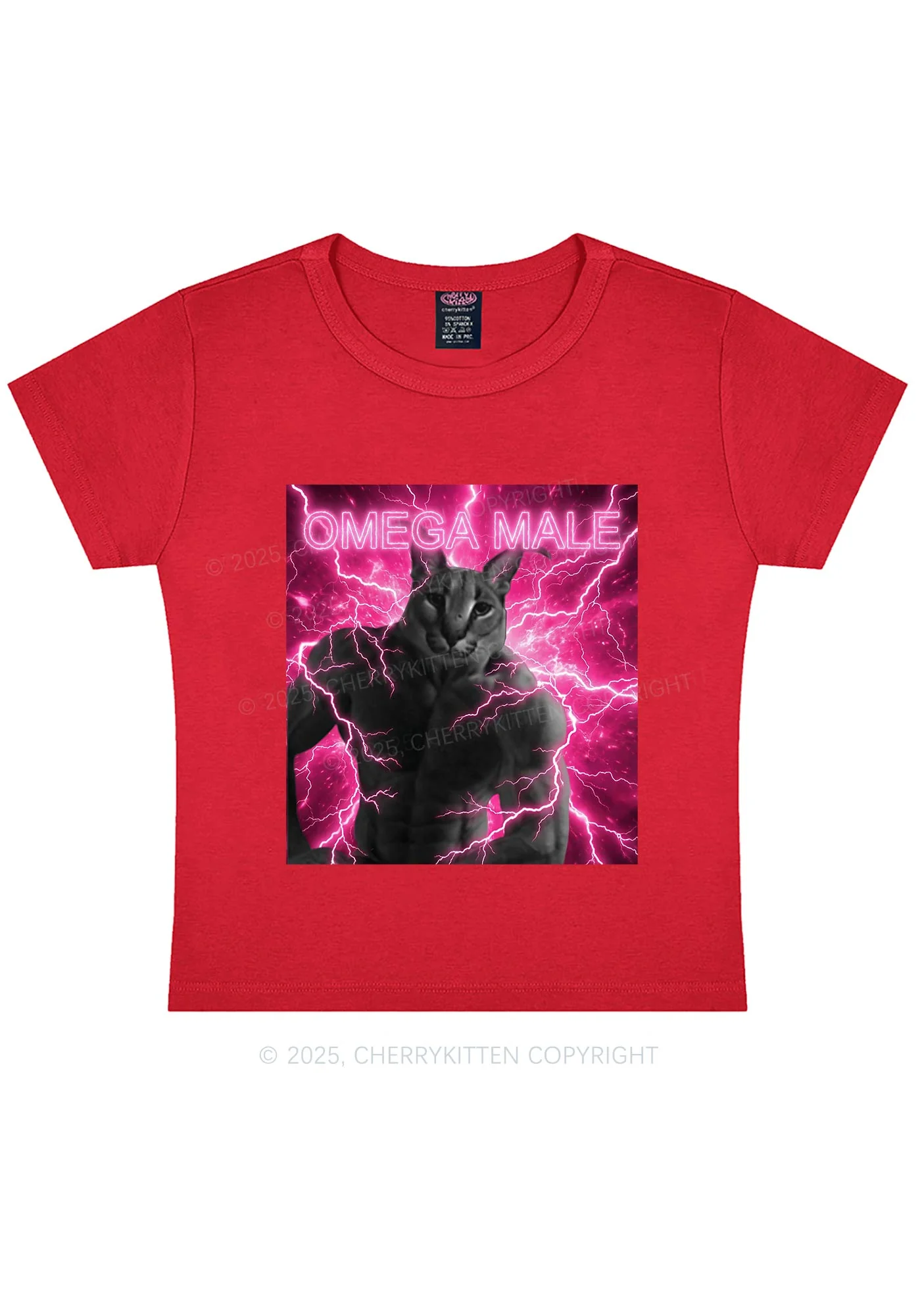 Omega Male Y2K Baby Tee Cherrykitten - Image 6