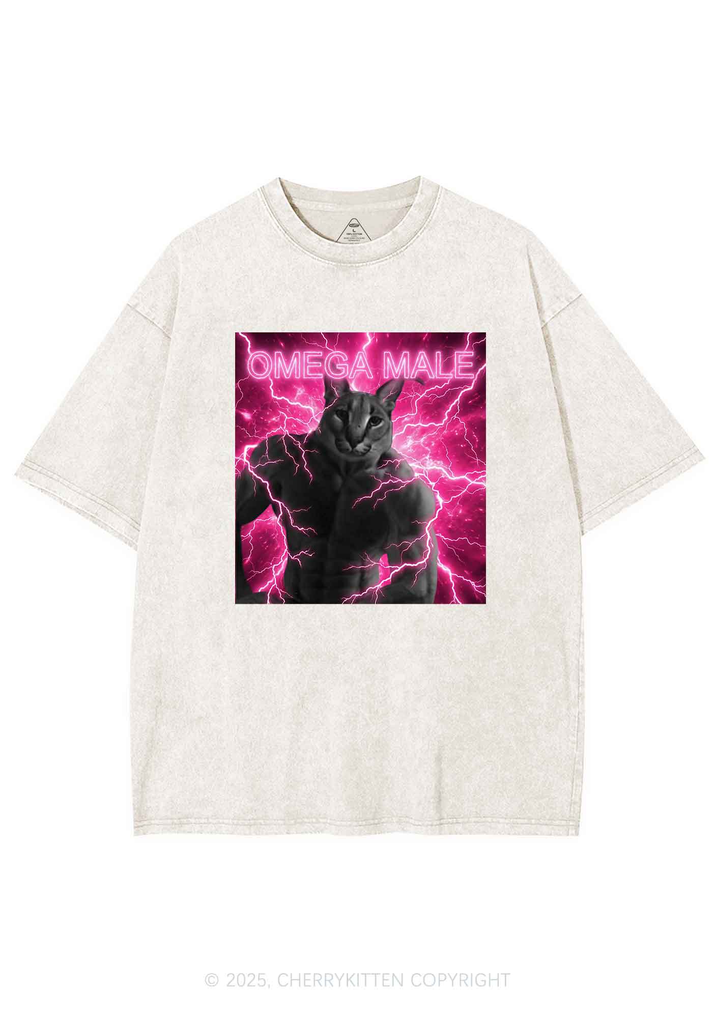Omega Male Y2K Shirts Washed Tee Cherrykitten - Image 3