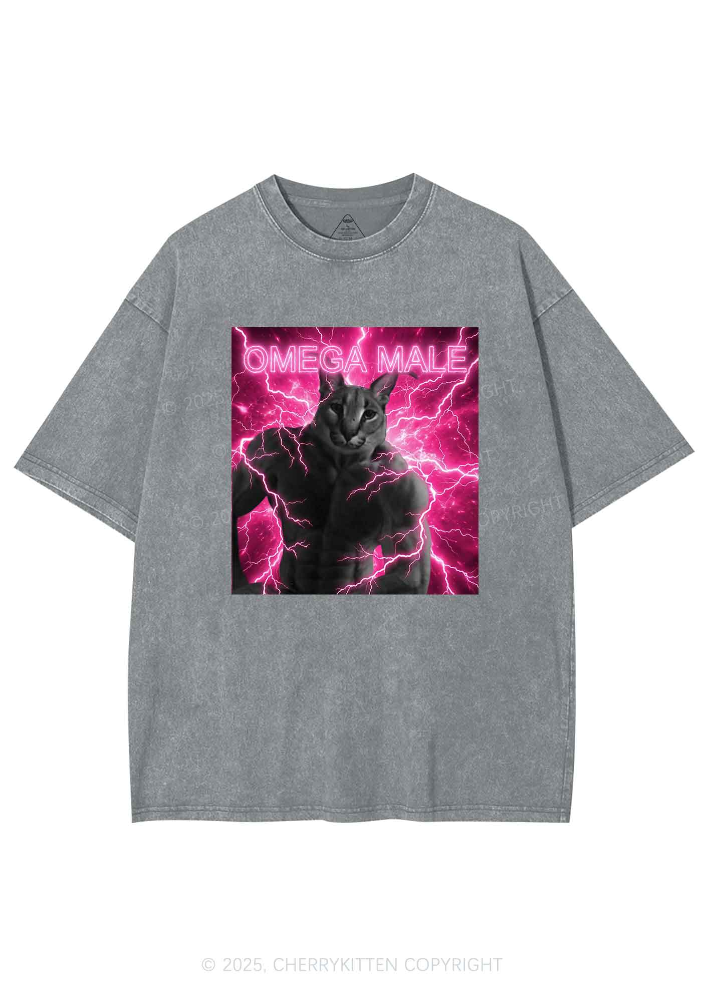 Omega Male Y2K Shirts Washed Tee Cherrykitten - Image 6