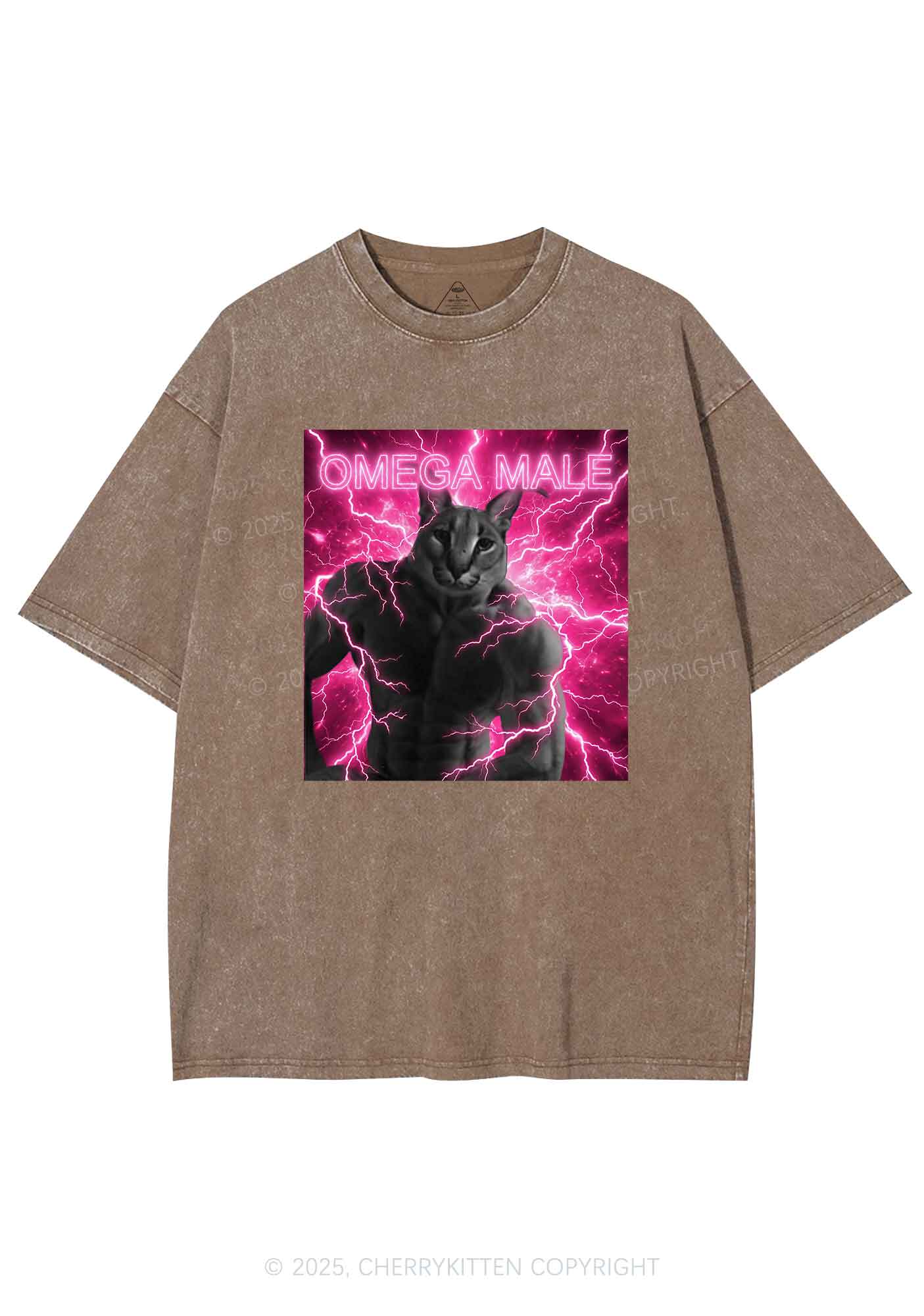 Omega Male Y2K Shirts Washed Tee Cherrykitten - Image 7