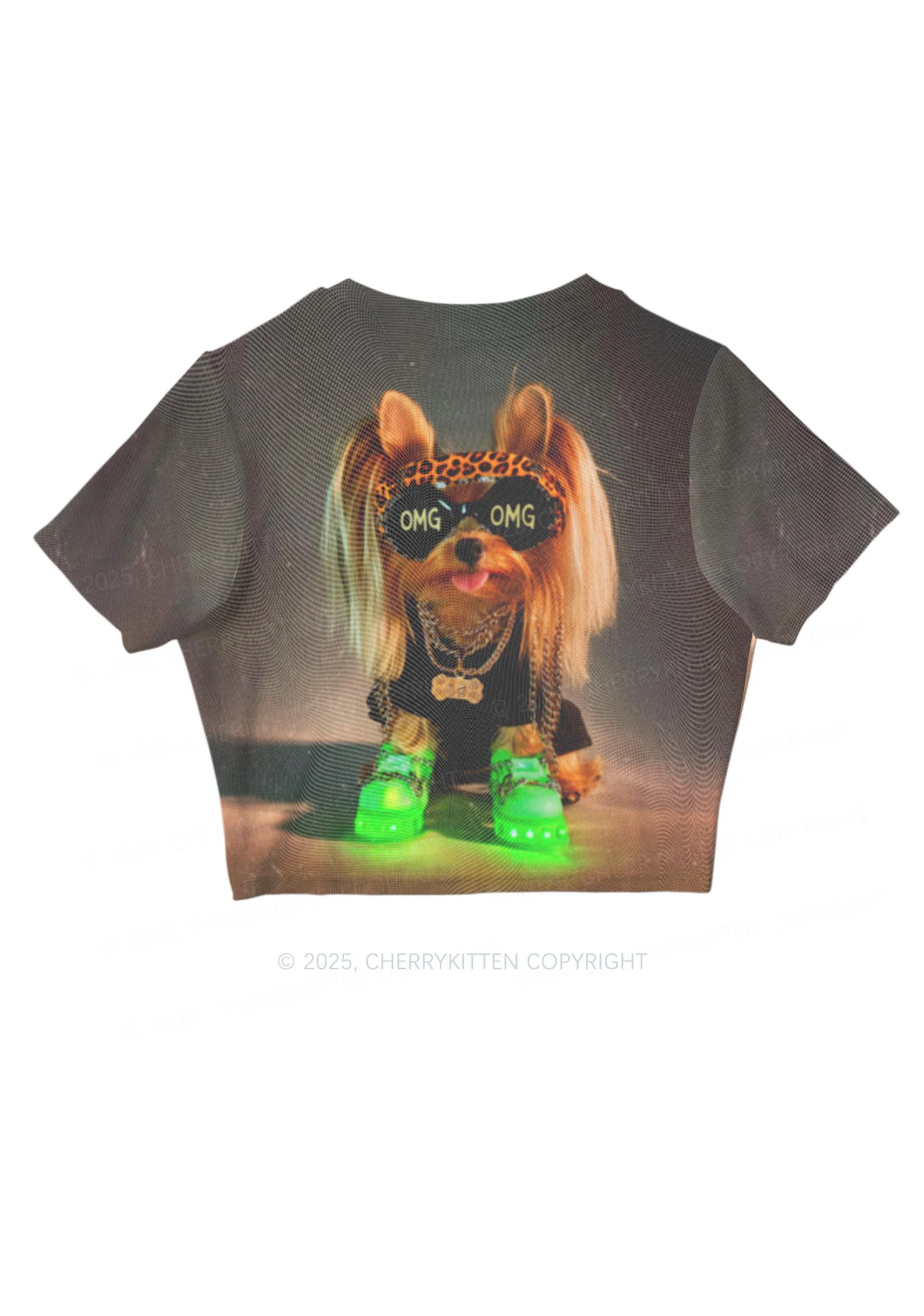 OMG Doggy Y2K Mesh Crop Top Cherrykitten - Image 3