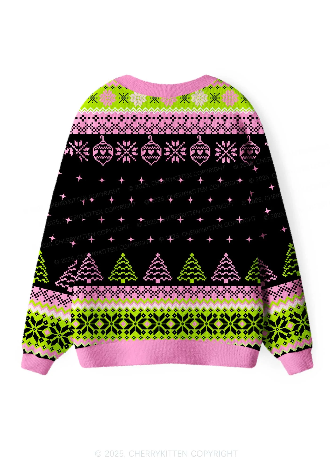On Off Mode Y2K Christmas Cardigan Knit Sweatshirt Cherrykitten - Image 2