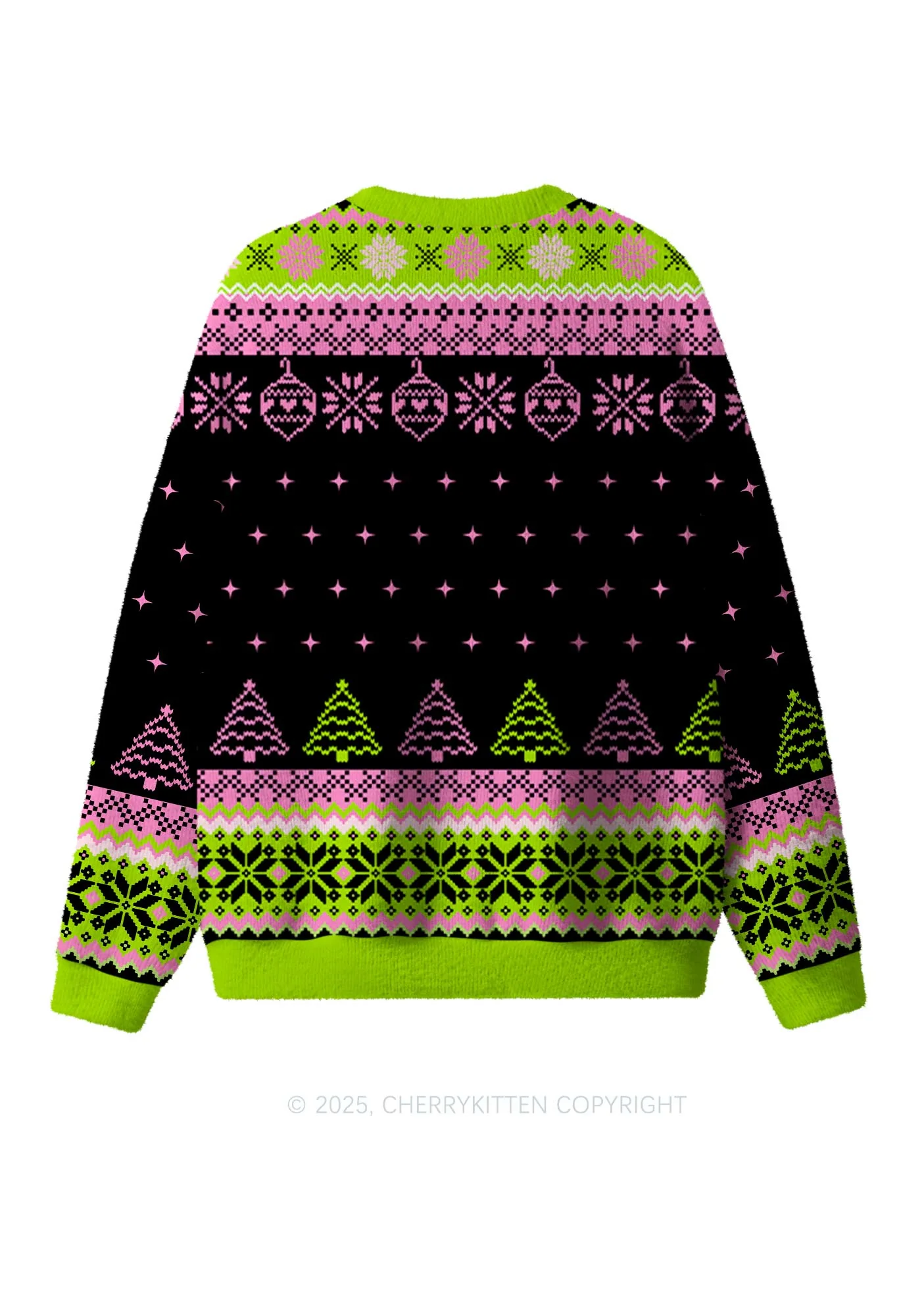 On Off Mode Y2K Christmas Knit Sweatshirt Cherrykitten - Image 2