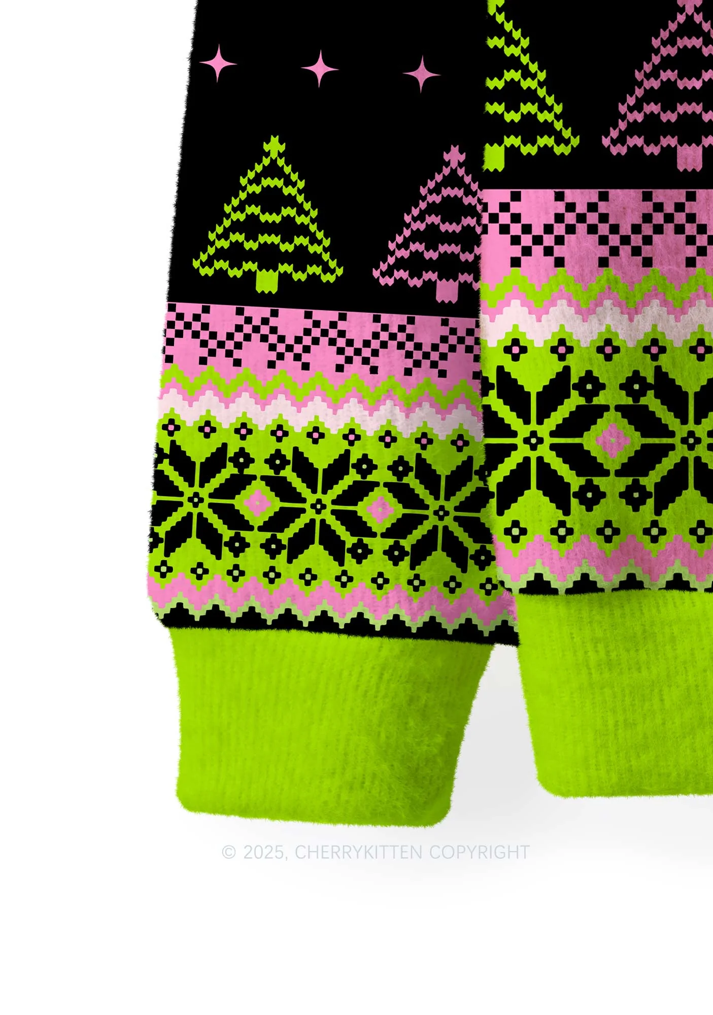 On Off Mode Y2K Christmas Knit Sweatshirt Cherrykitten - Image 3