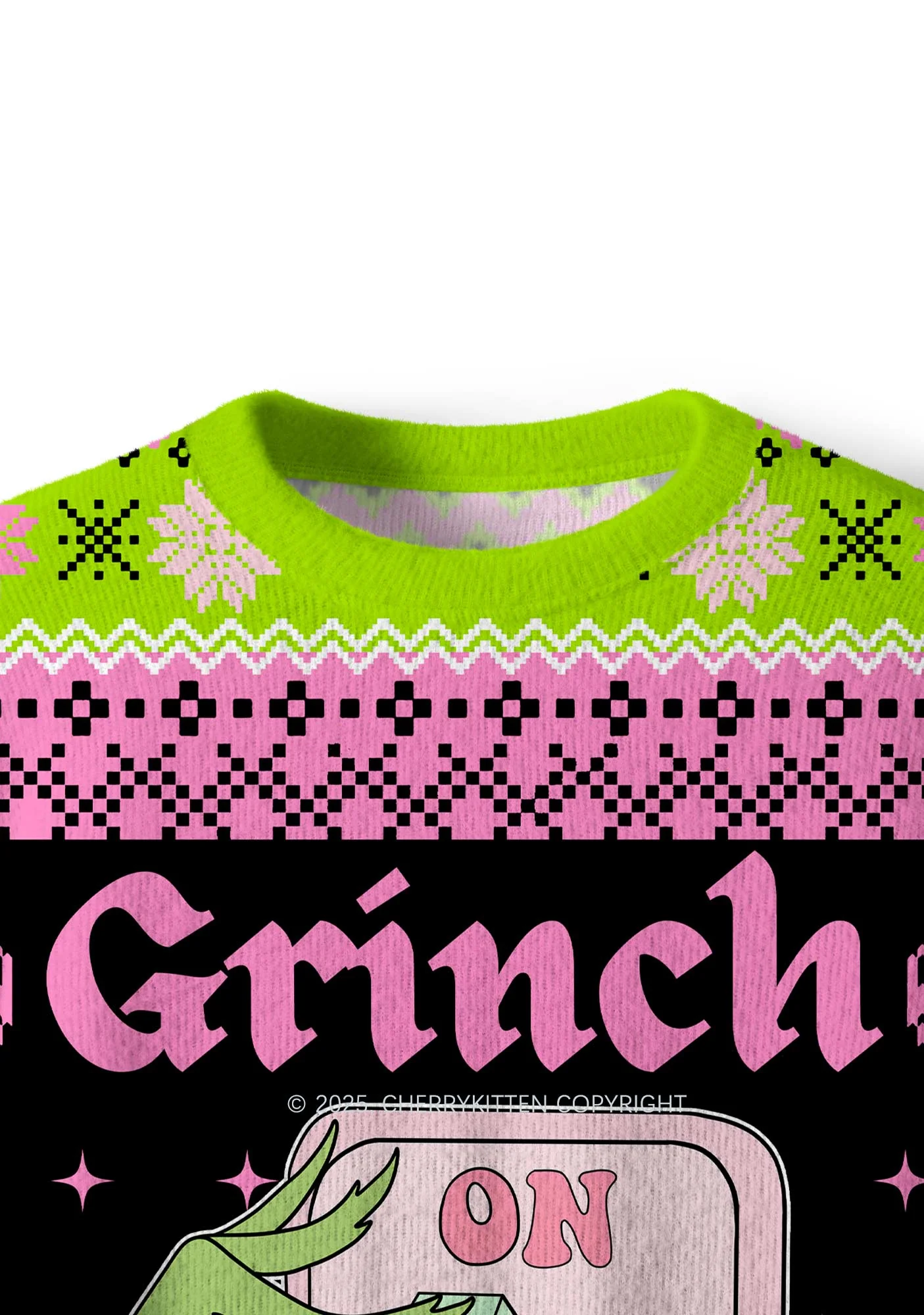 On Off Mode Y2K Christmas Knit Sweatshirt Cherrykitten - Image 4