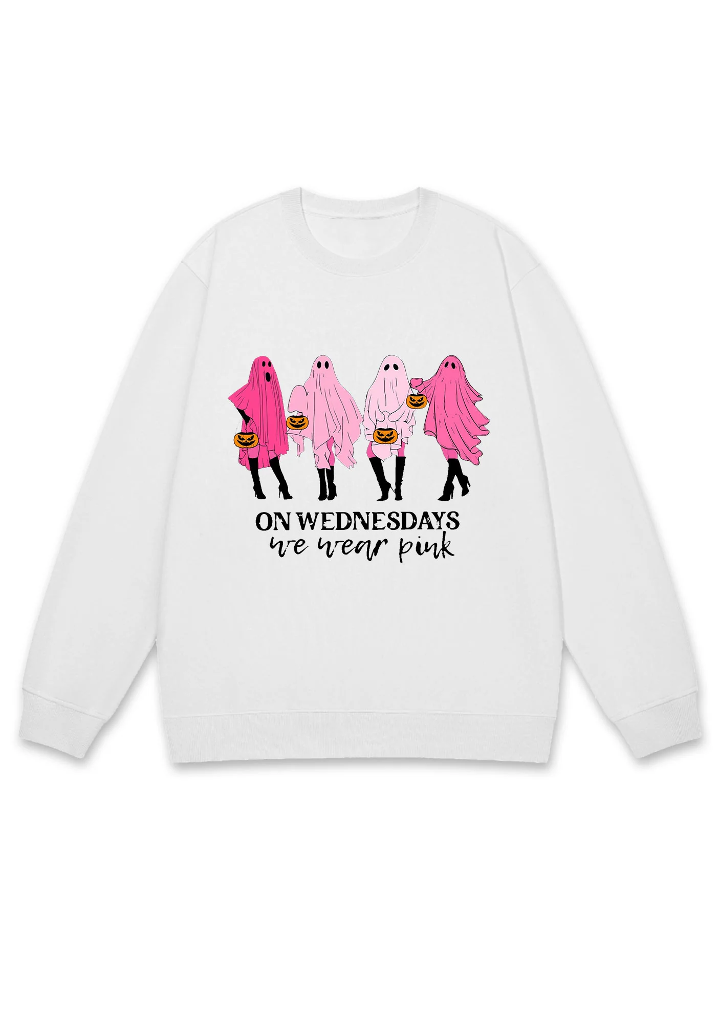 On Wednesday We Wear Pink Ghost Halloween Y2K Sweatshirt Cherrykitten - Image 2