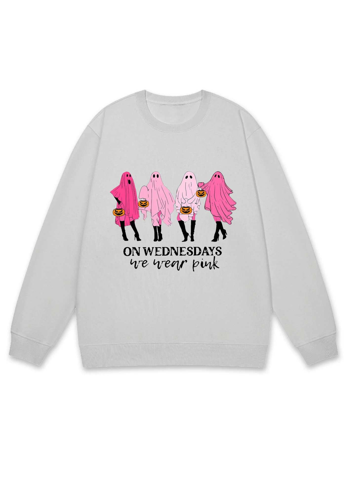 On Wednesday We Wear Pink Ghost Halloween Y2K Sweatshirt Cherrykitten - Image 3