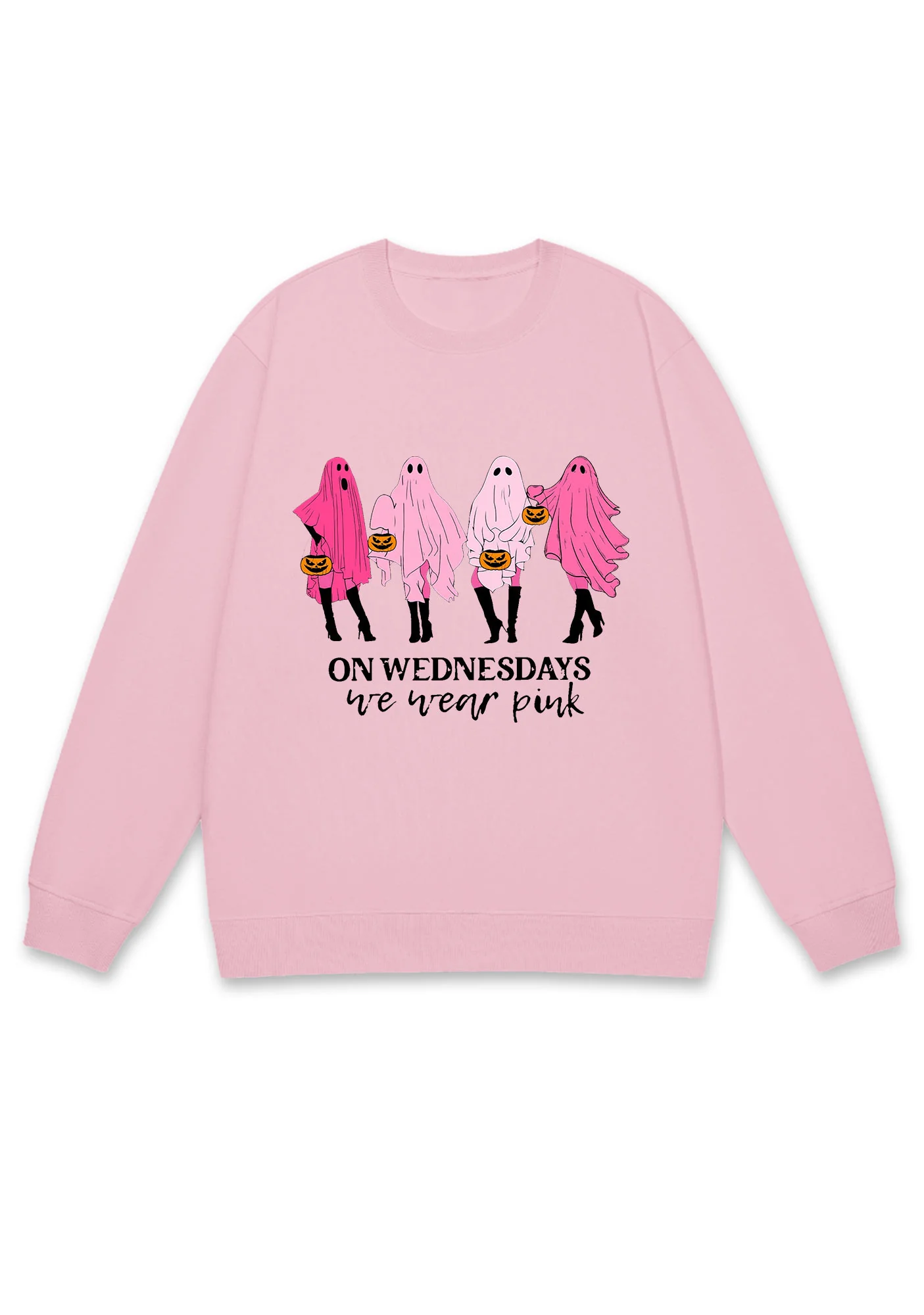 On Wednesday We Wear Pink Ghost Halloween Y2K Sweatshirt Cherrykitten - Image 4