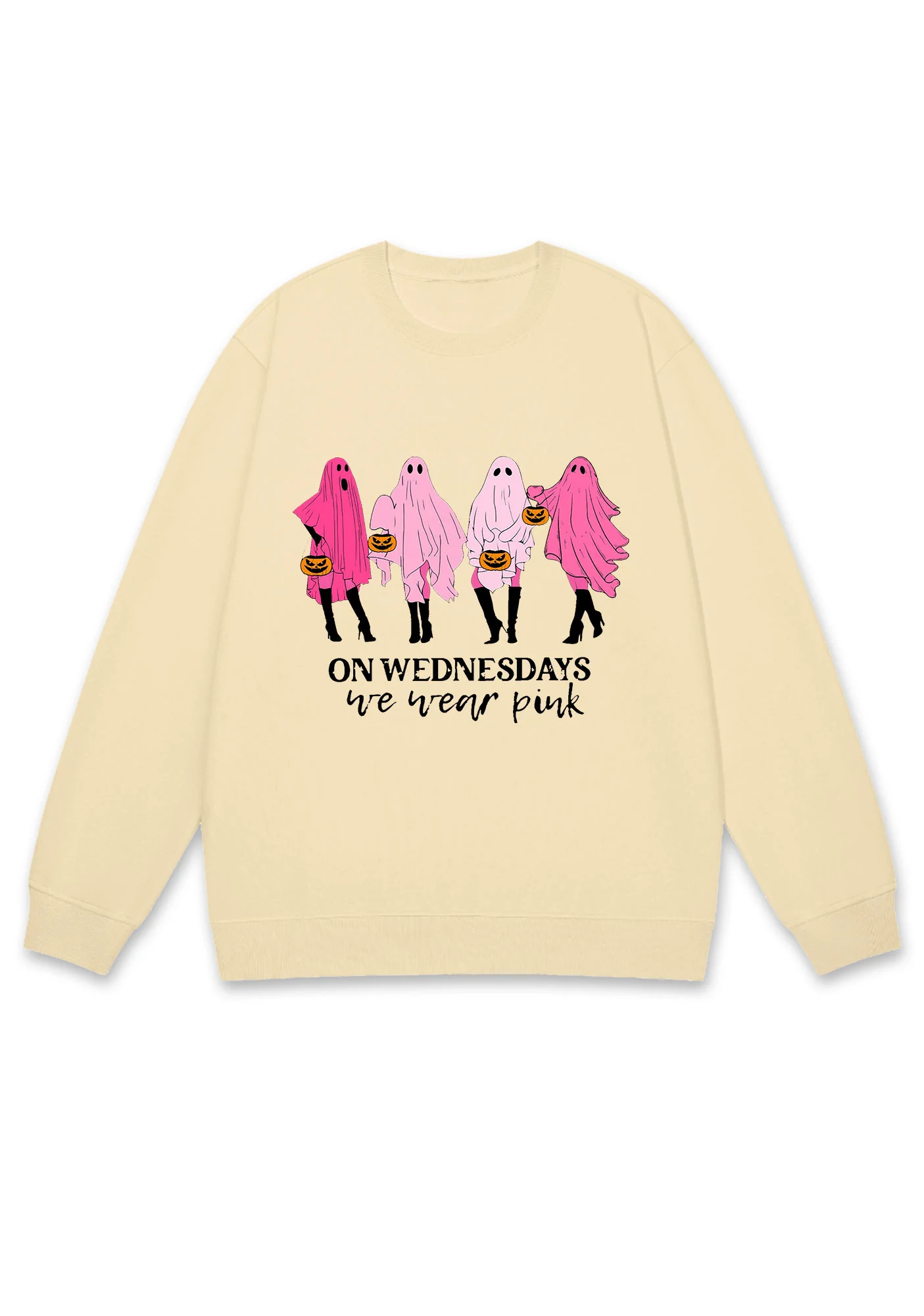 On Wednesday We Wear Pink Ghost Halloween Y2K Sweatshirt Cherrykitten - Image 5