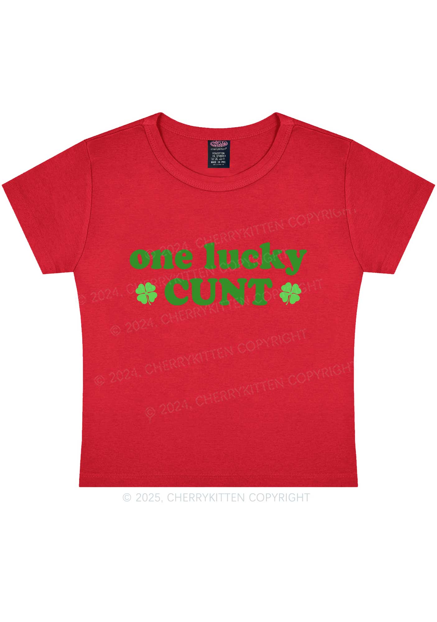 One Lucky Cxxt St Patricks Y2K Baby Tee Cherrykitten - Image 10