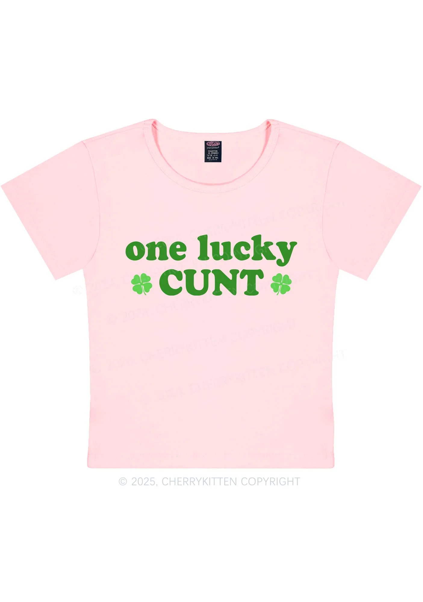 One Lucky Cxxt St Patricks Y2K Baby Tee Cherrykitten - Image 11