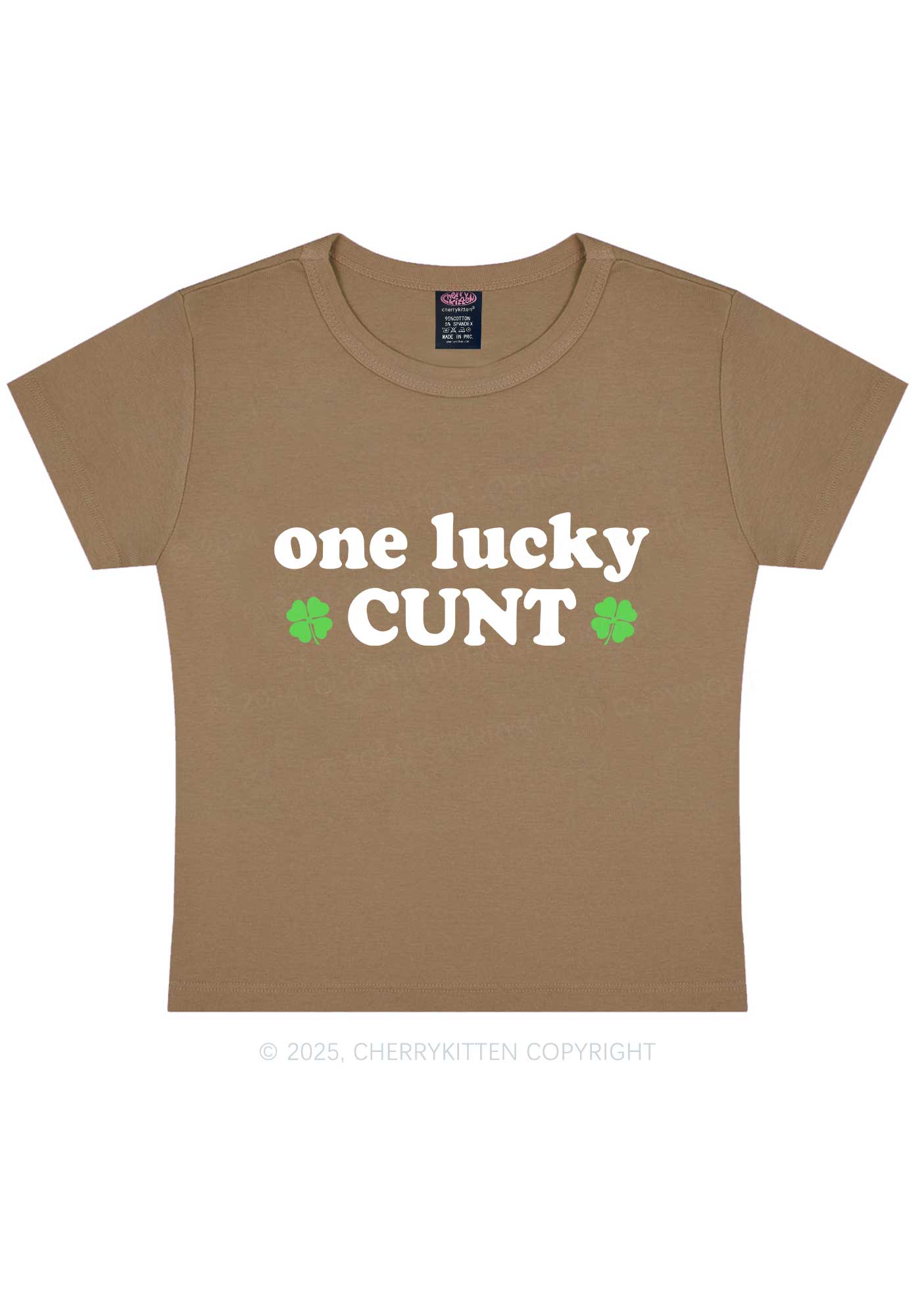 One Lucky Cxxt St Patricks Y2K Baby Tee Cherrykitten - Image 12