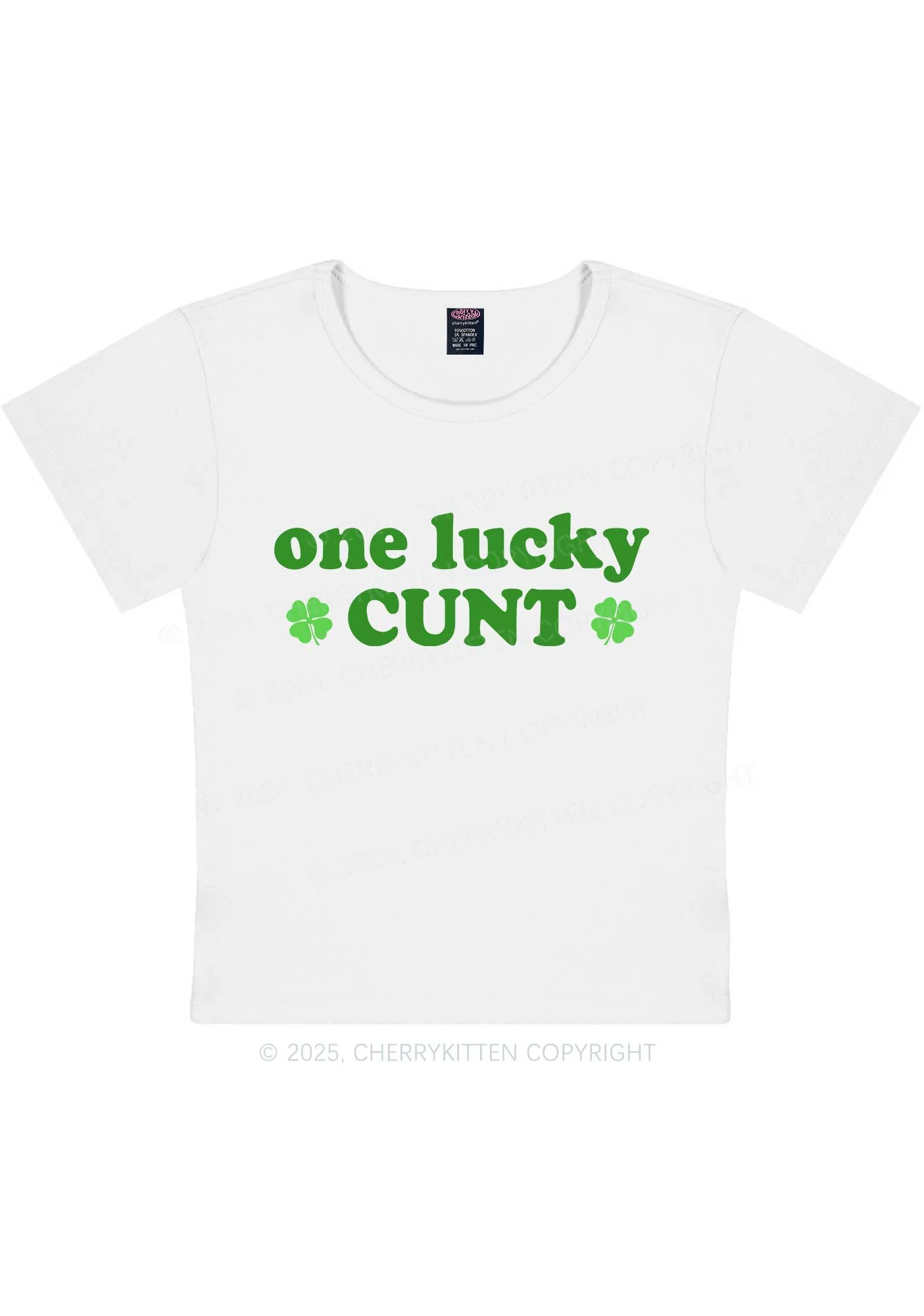 One Lucky Cxxt St Patricks Y2K Baby Tee Cherrykitten - Image 5