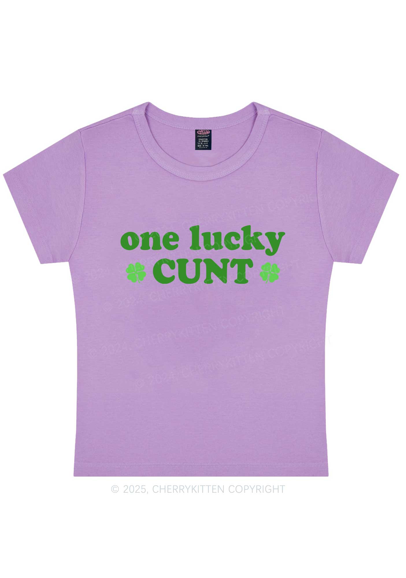 One Lucky Cxxt St Patricks Y2K Baby Tee Cherrykitten - Image 8