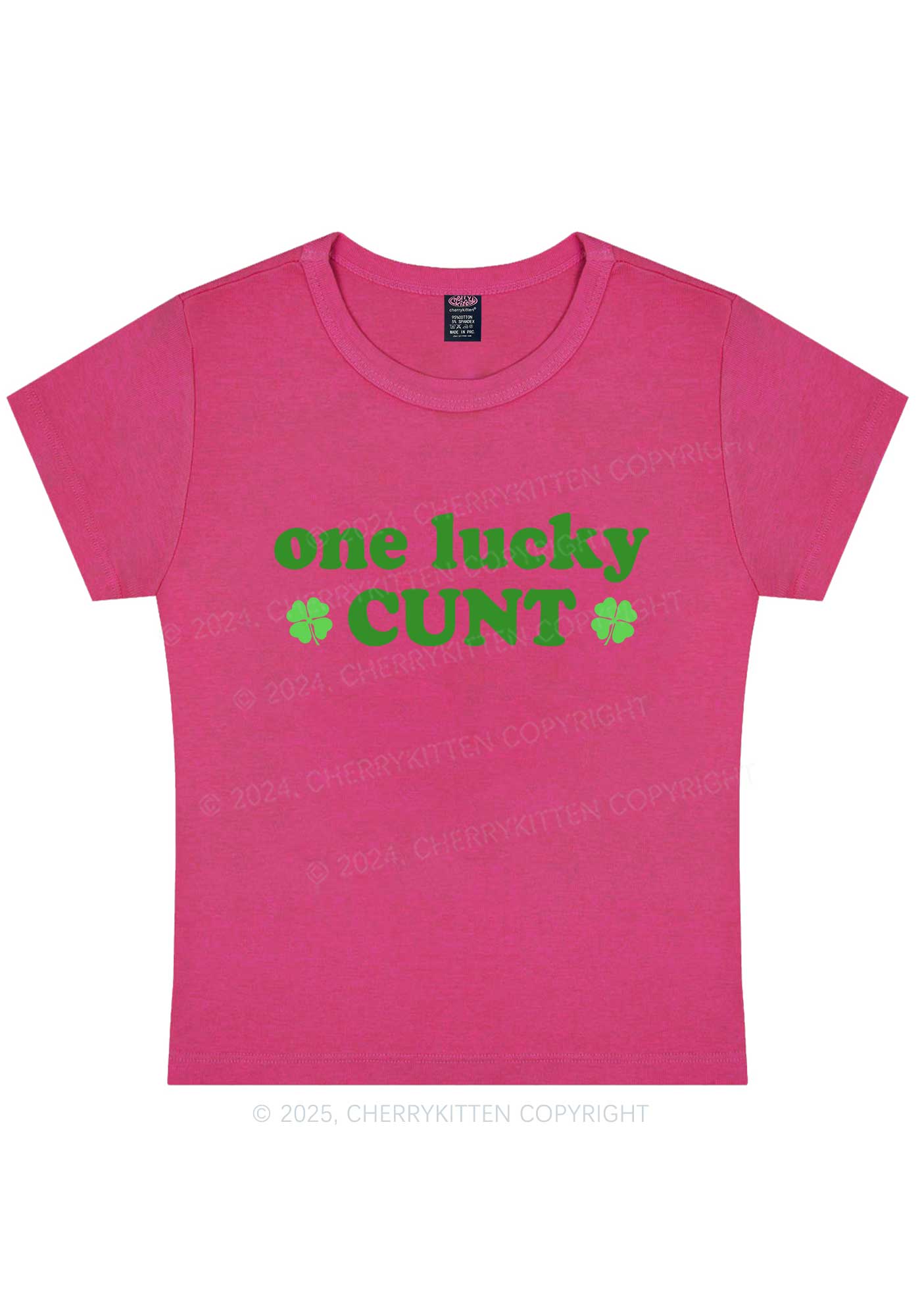 One Lucky Cxxt St Patricks Y2K Baby Tee Cherrykitten - Image 9