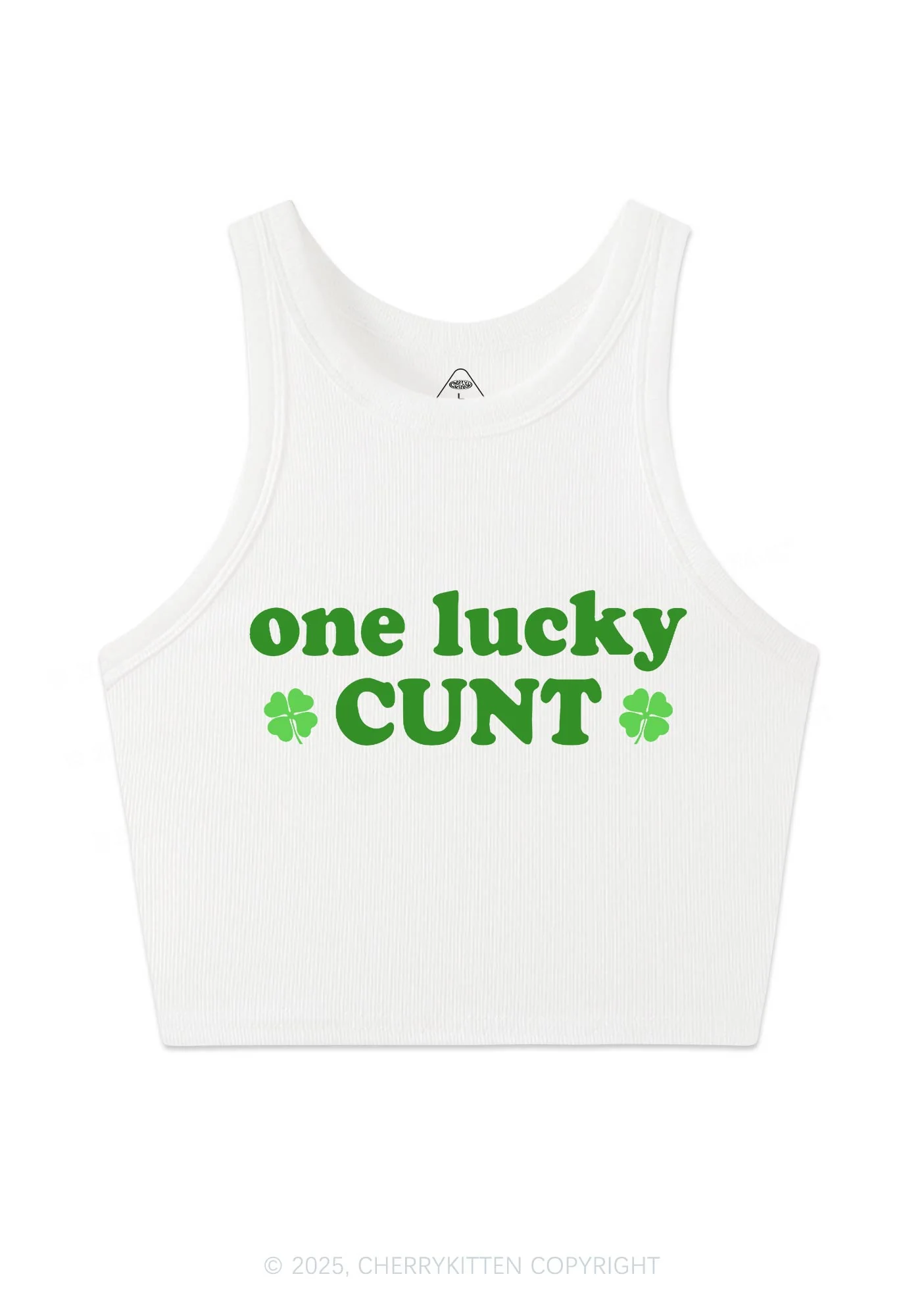 One Lucky Cxxt St Patricks Y2K Crop Tank Top Cherrykitten - Image 4