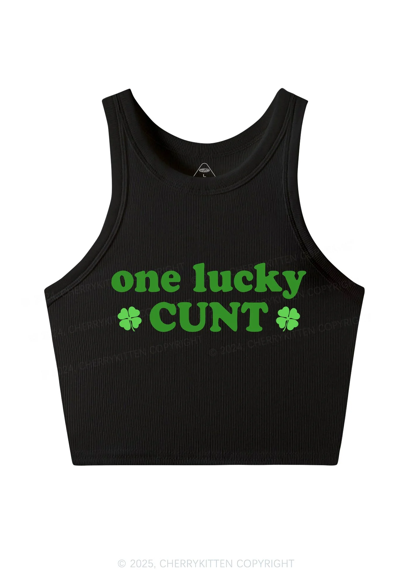 One Lucky Cxxt St Patricks Y2K Crop Tank Top Cherrykitten - Image 5