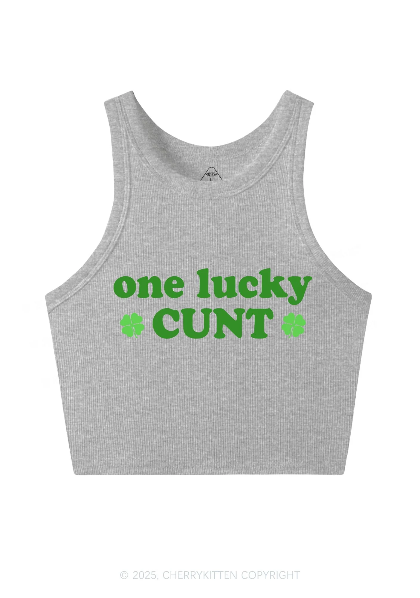 One Lucky Cxxt St Patricks Y2K Crop Tank Top Cherrykitten - Image 6
