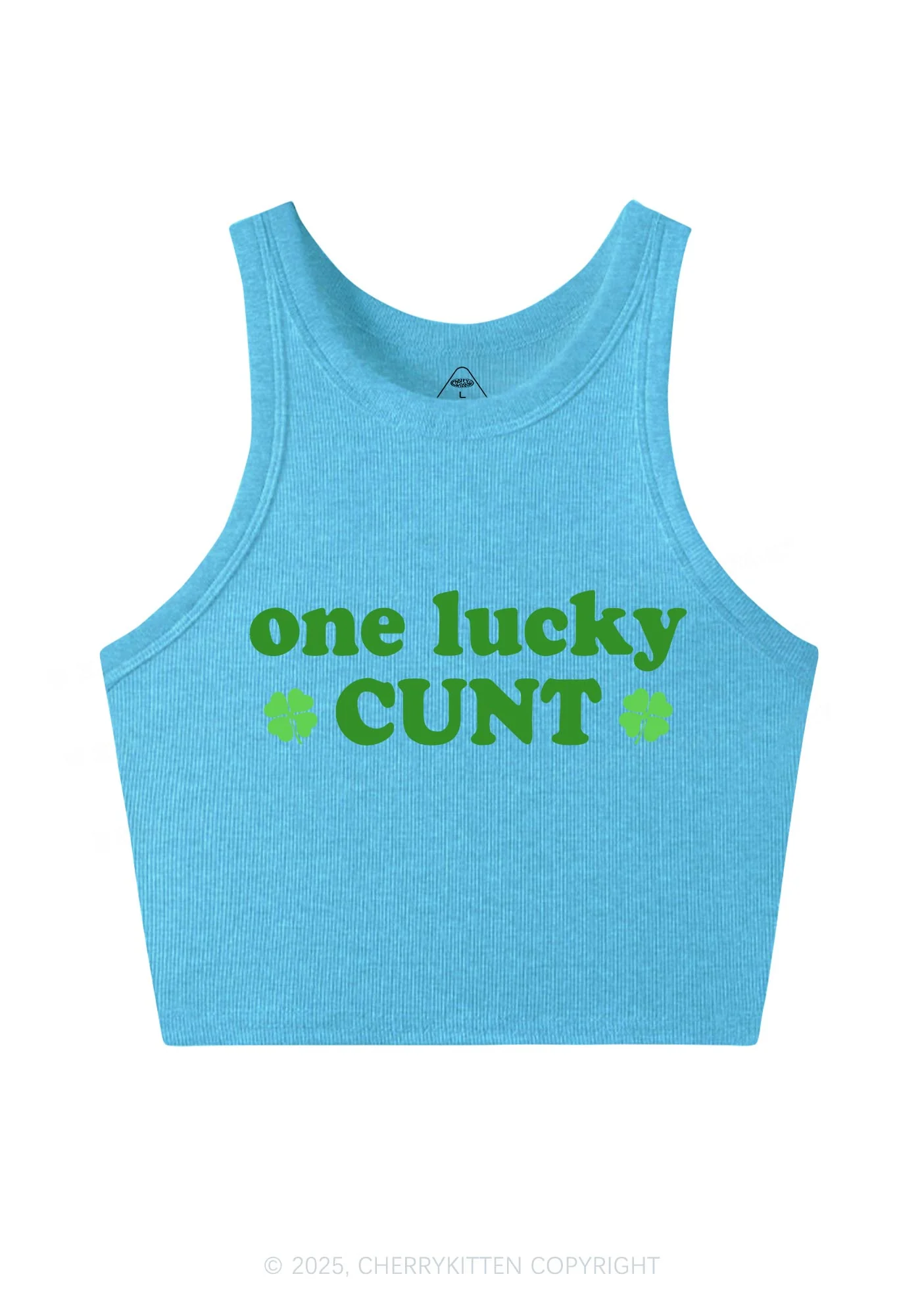 One Lucky Cxxt St Patricks Y2K Crop Tank Top Cherrykitten - Image 7