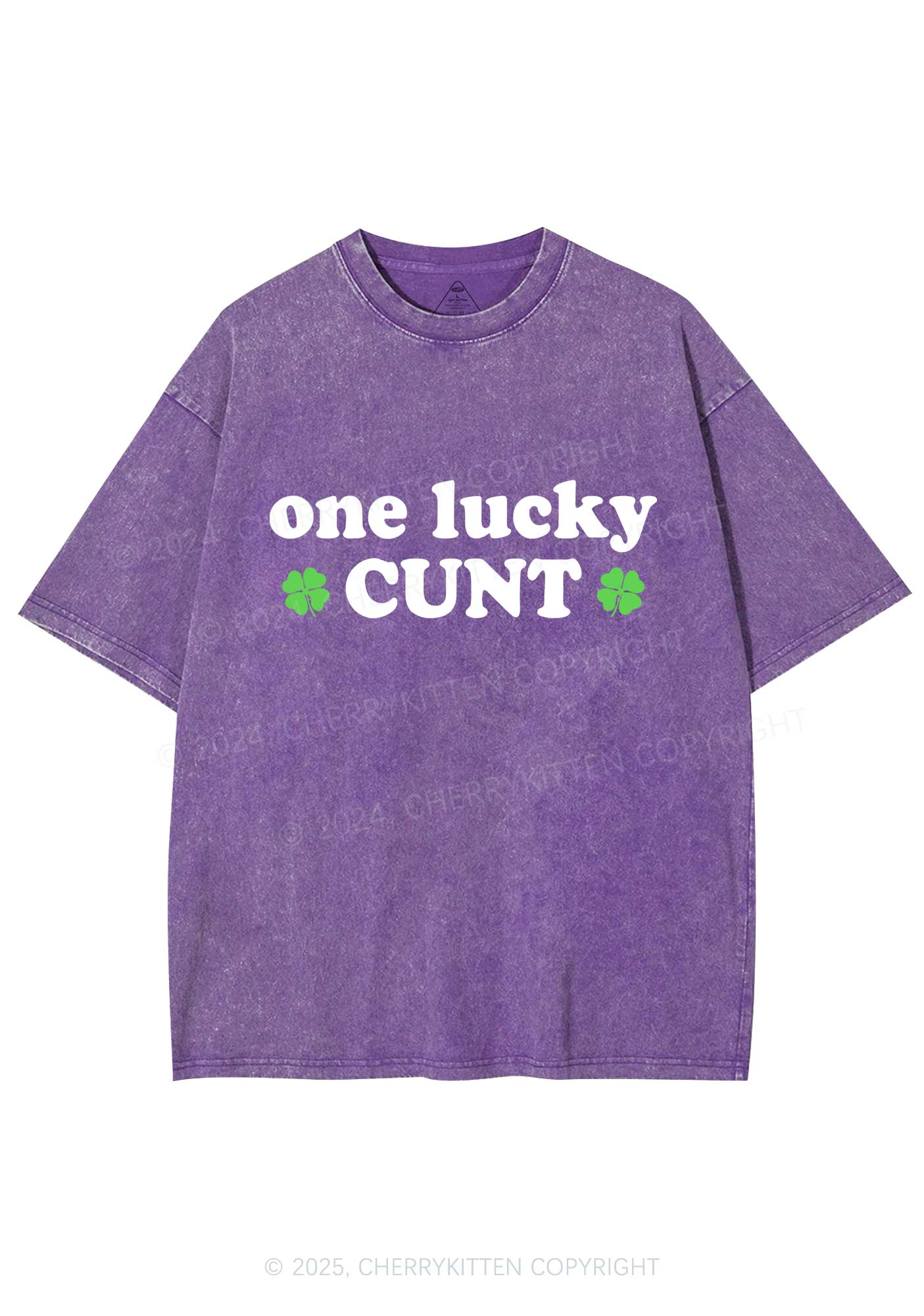 One Lucky Cxxt St Patricks Y2K Washed Tee Cherrykitten - Image 7