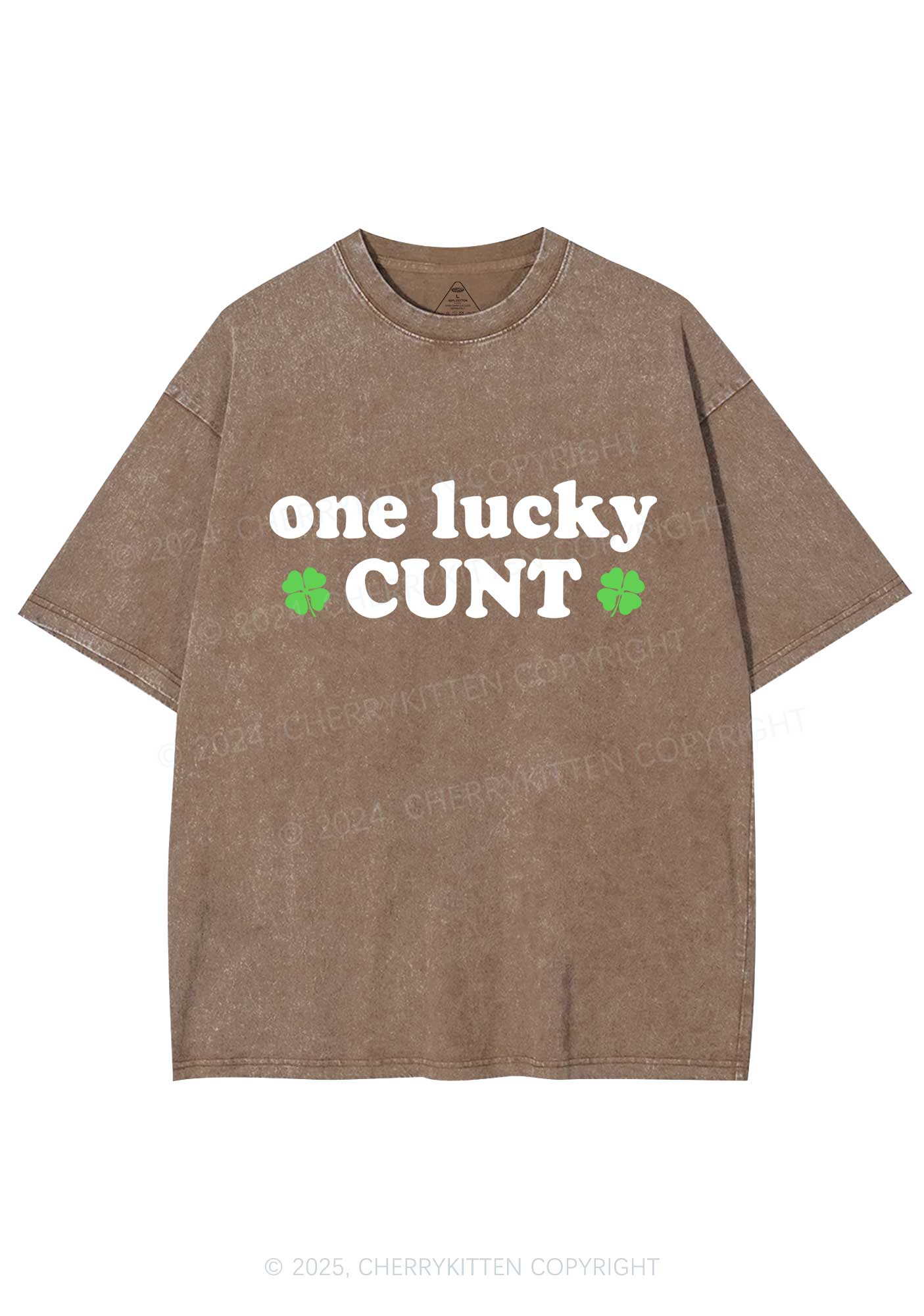 One Lucky Cxxt St Patricks Y2K Washed Tee Cherrykitten - Image 9